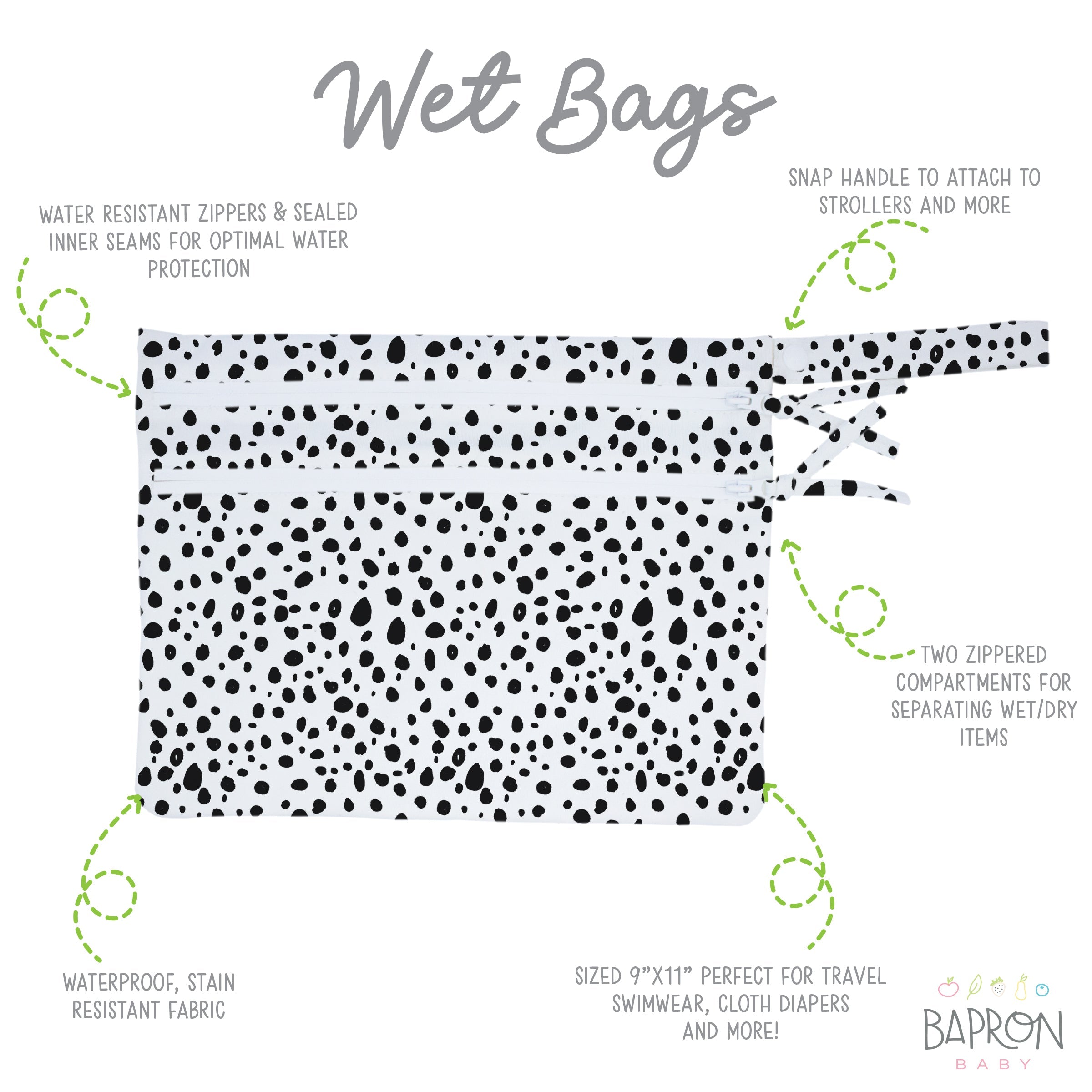 Organic Dot - Waterproof Wet Bag (For mealtime, on-the-go, and more!)  BapronBaby   