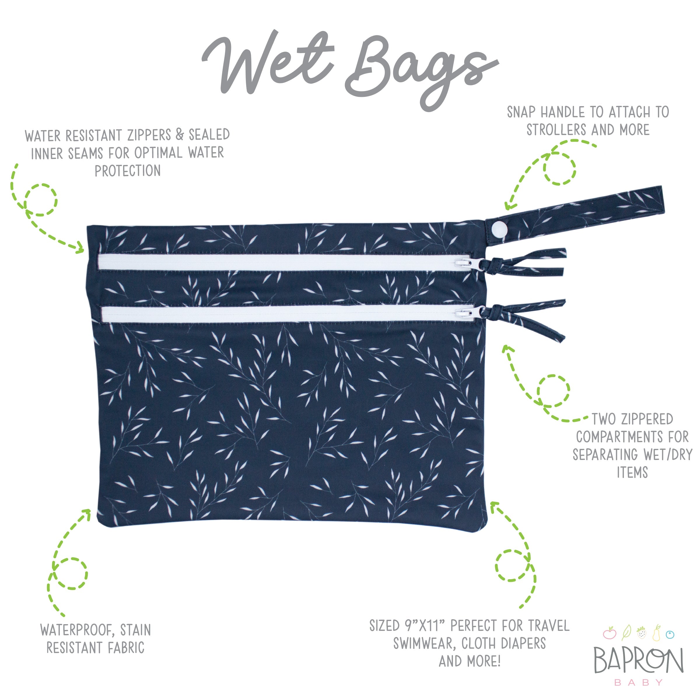 Willow - Waterproof Wet Bag (For mealtime, on-the-go, and more!)  BapronBaby   