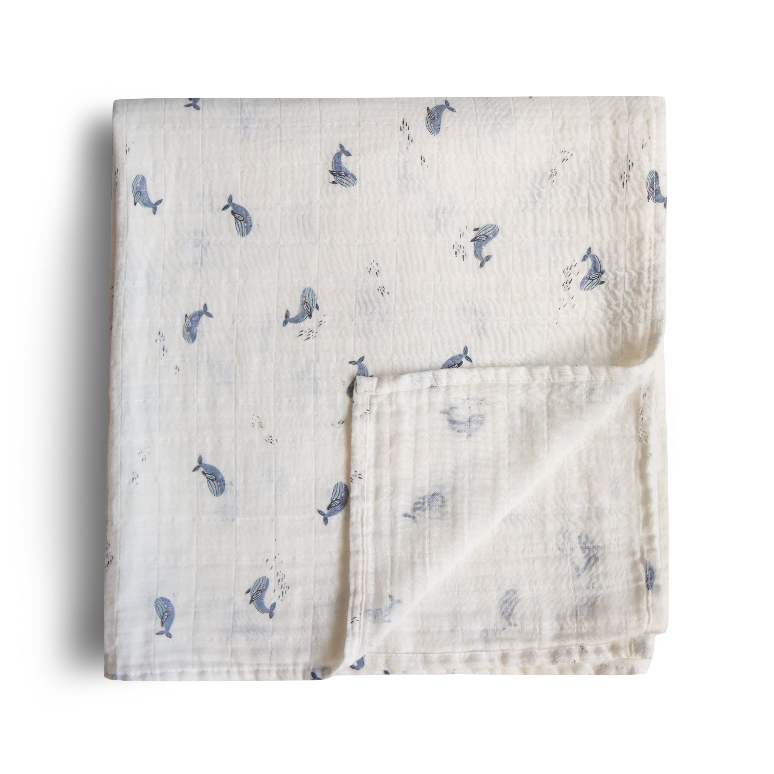 Organic Cotton Muslin Swaddle Blanket Swaddle Mushie Whales  