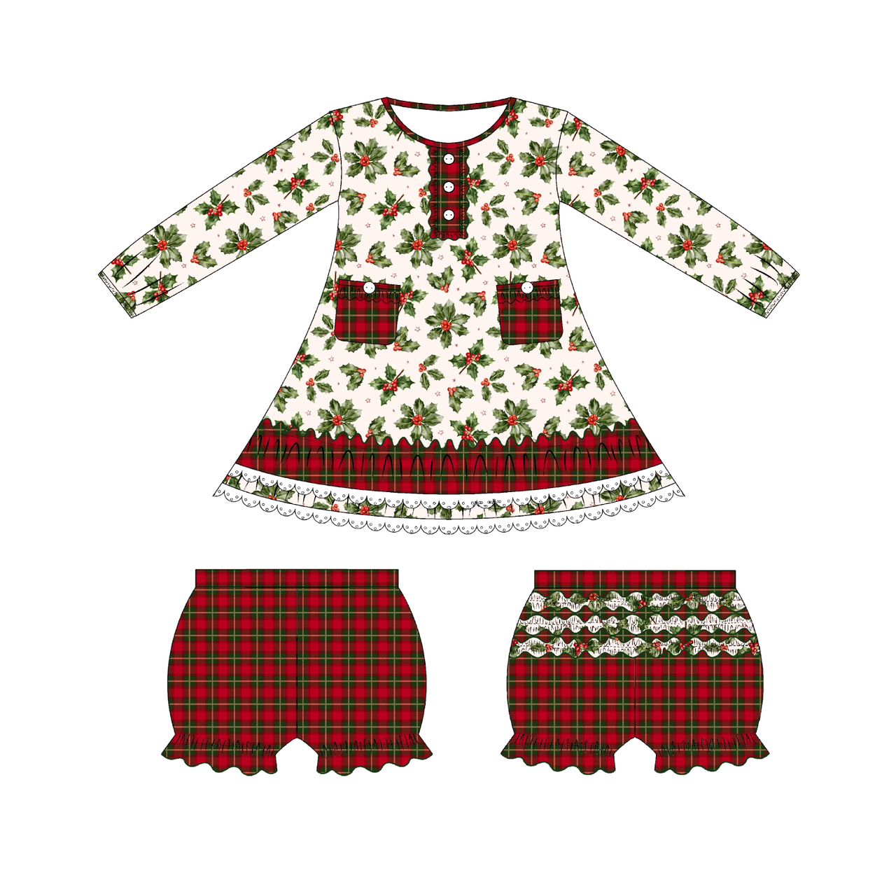 Holly Berry Gown Set-Child House Dress **Pre-Order-ETA ships end of October**