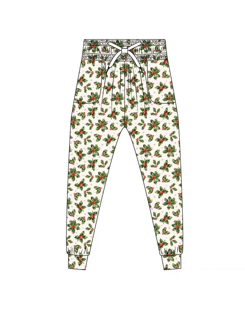 Holly Berry Jogger Lounge Pants **Pre-Order ETA Ships end of Oct**