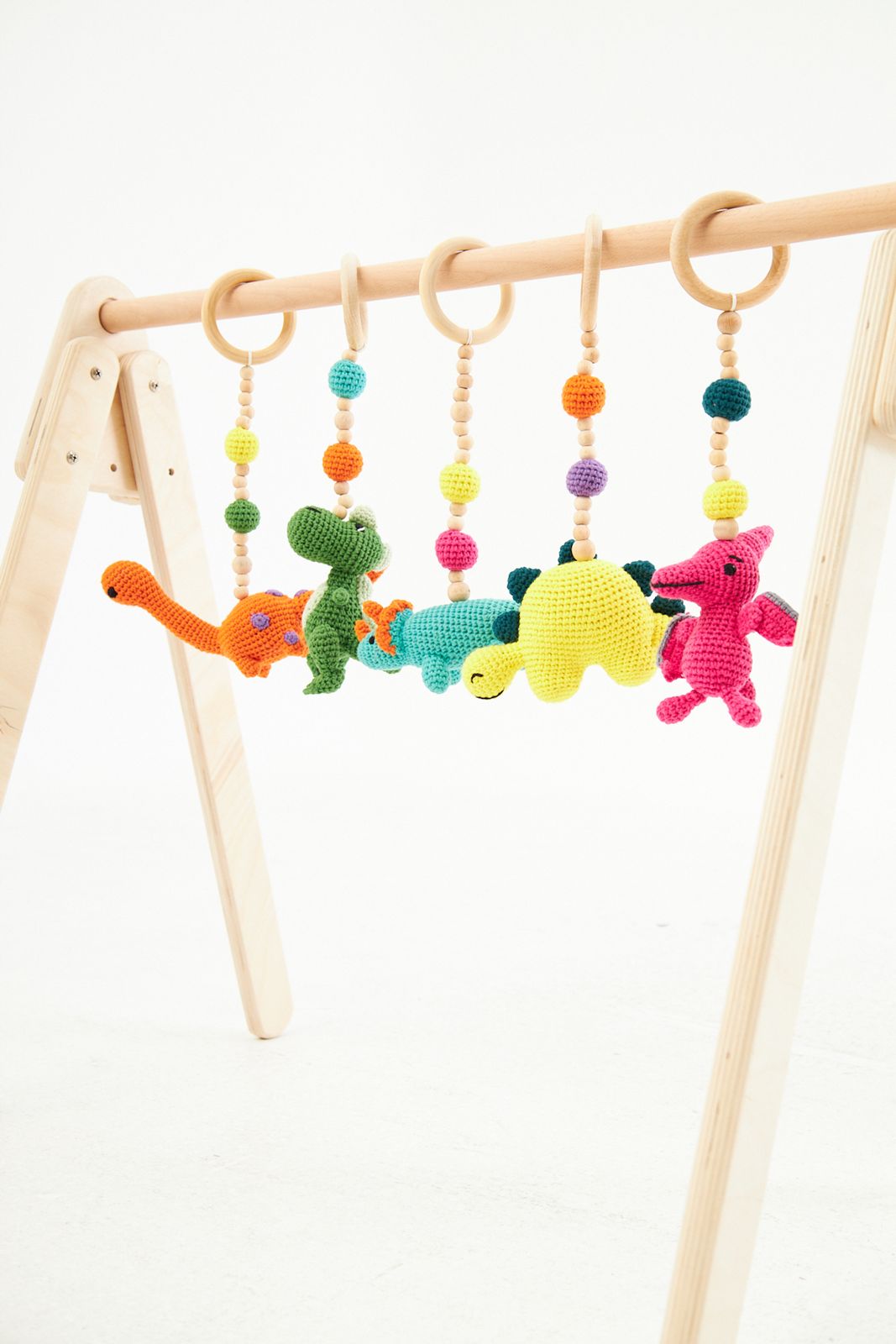 Montessori Baby Gym & Hanging Toys Set | Wooden Play Gym for Babies - Kidodido