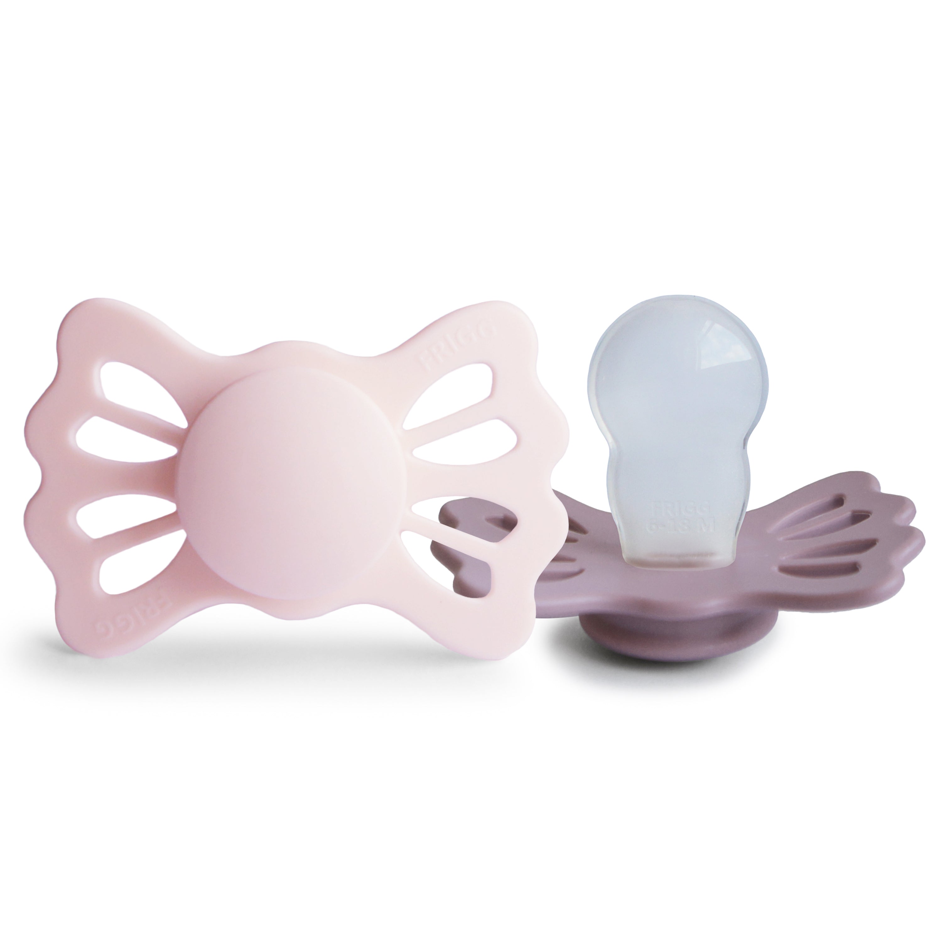 FRIGG Lucky Symmetrical Silicone Pacifier 2-Pack (6-18 Months) FRIGG PACIFIERS Mushie White Lilac/Twilight Mauve  