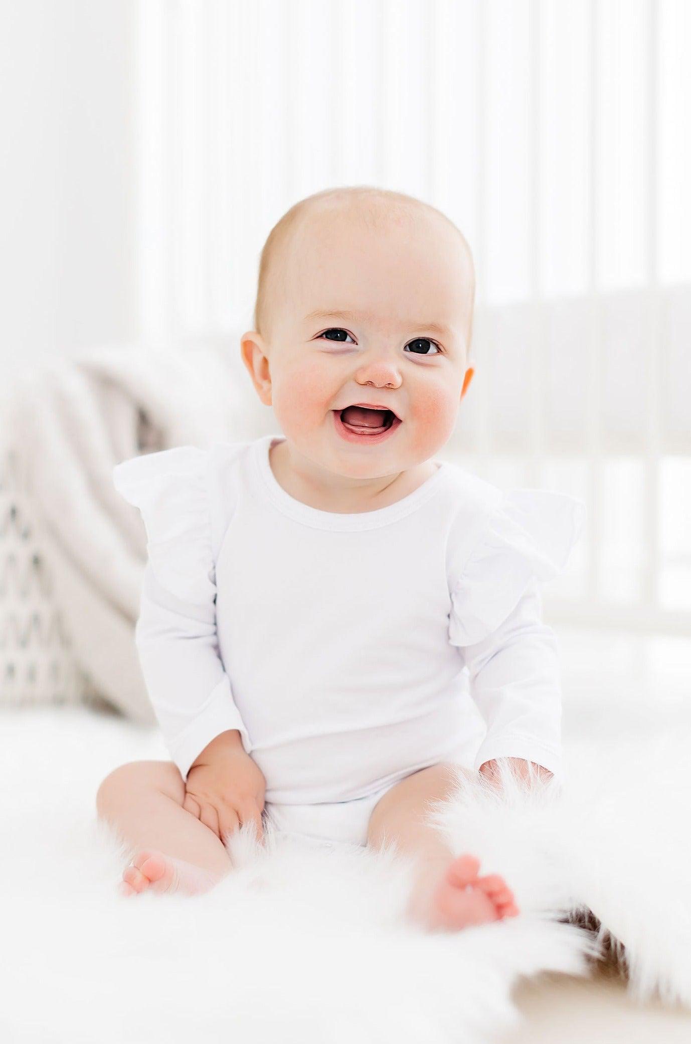 White L/S Flutter Bodysuit