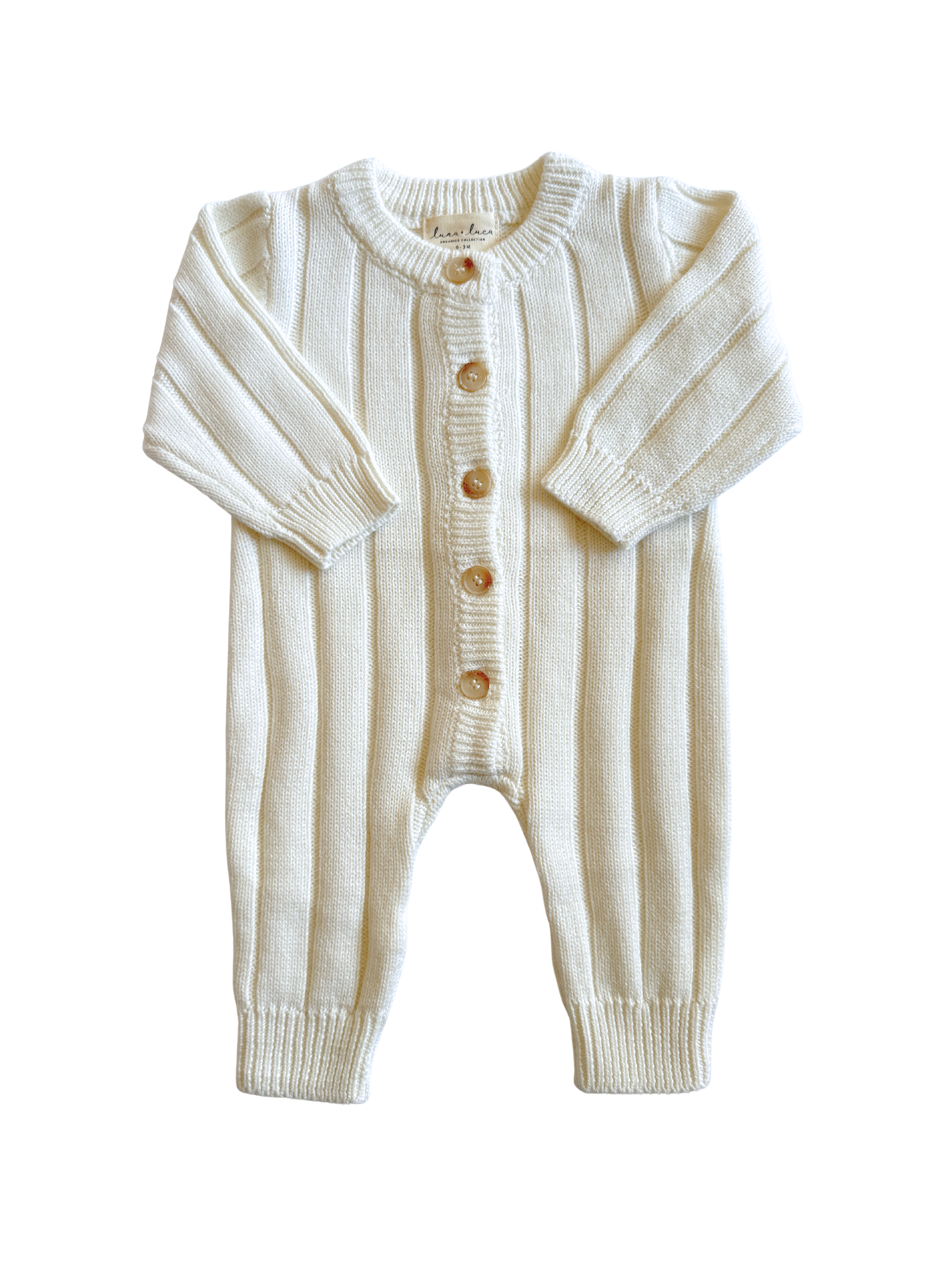 Wide Rib Knit Jumpsuit - White