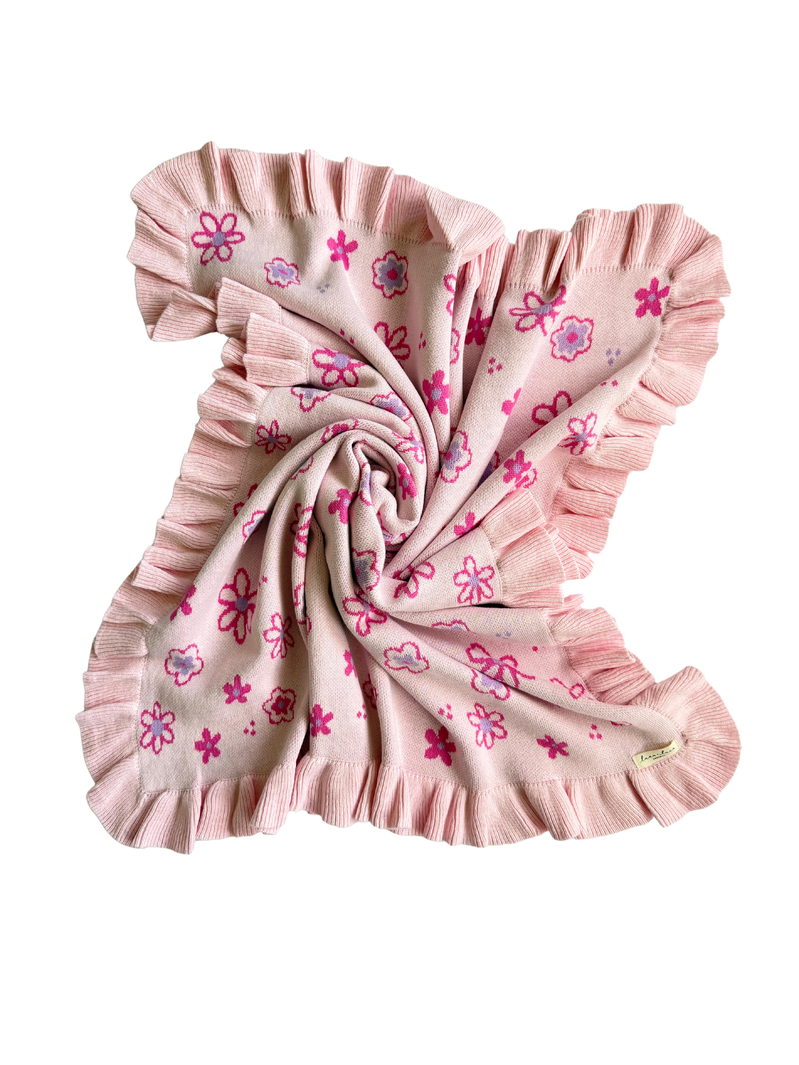 Wildflower Dreams Ruffle Baby Blanket - Powder Pink
