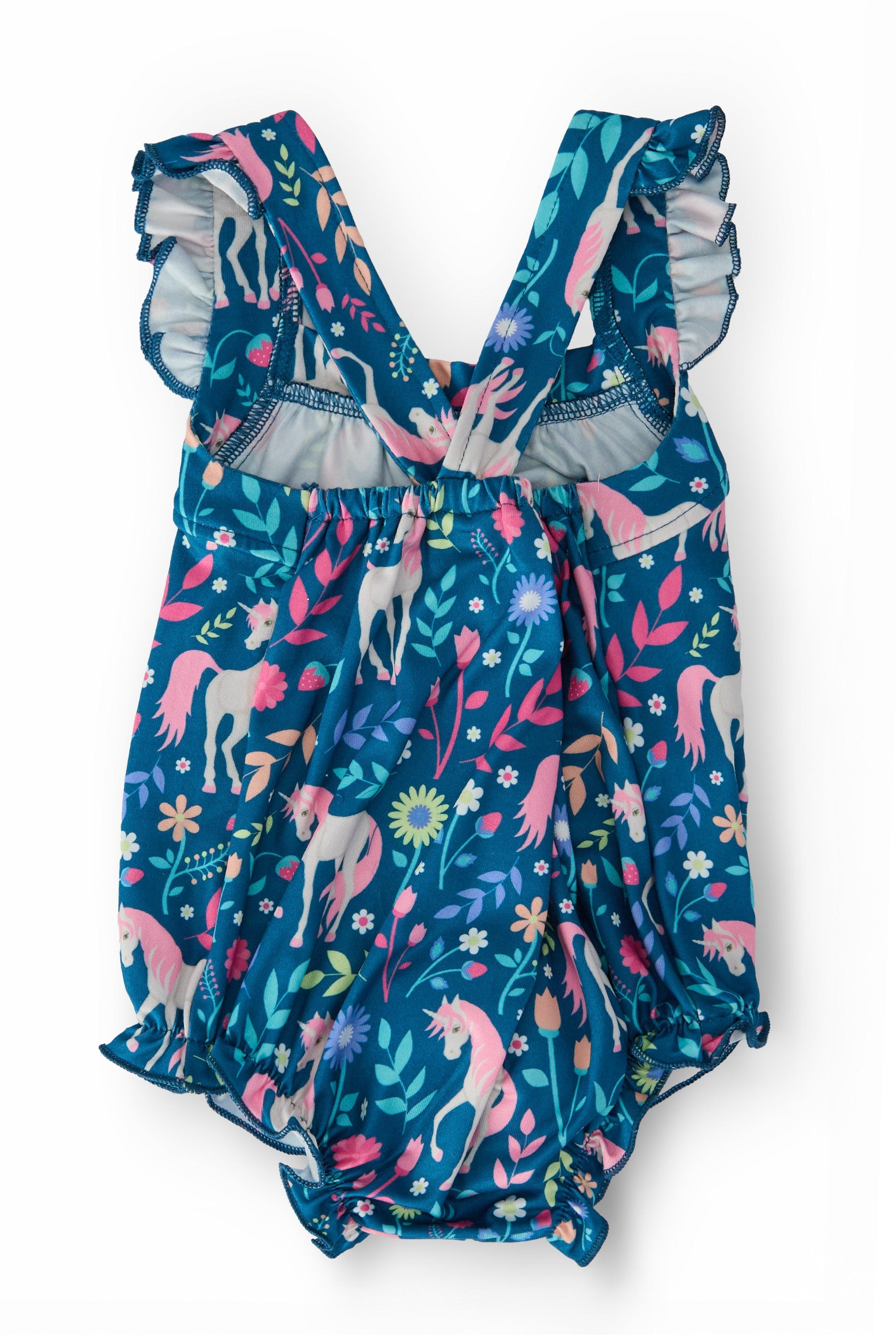 Wish Upon a Unicorn Ruffle Cross Back Romper