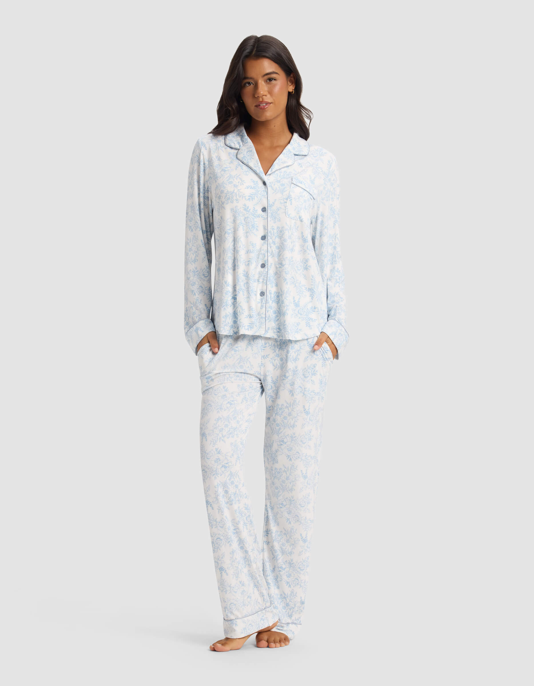 Women's Bamboo Stretch-Knit Long Sleeve Pajama Set
