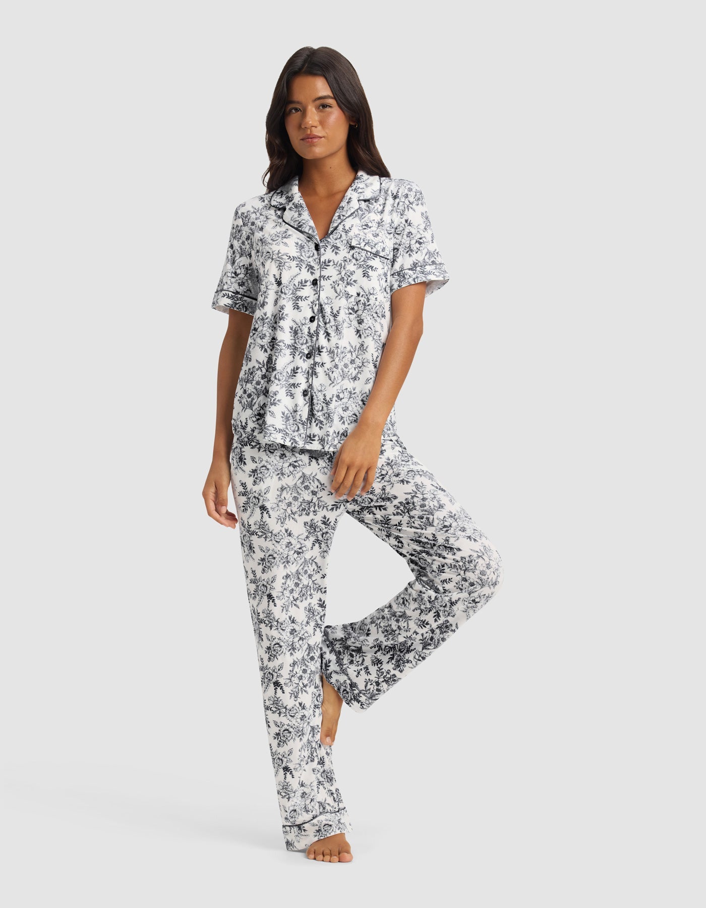 Women's Bamboo Stretch-Knit Short Sleeve & Pant Pajama Set