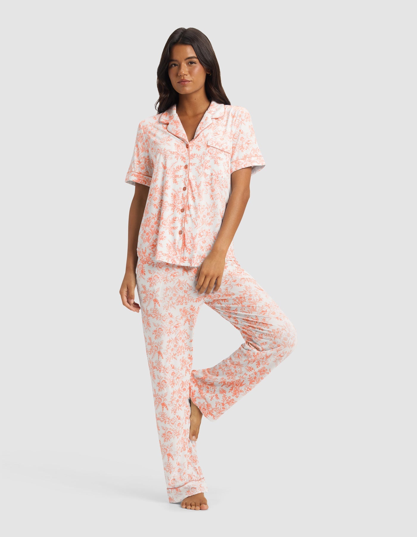 Women's Bamboo Stretch-Knit Short Sleeve & Pant Pajama Set