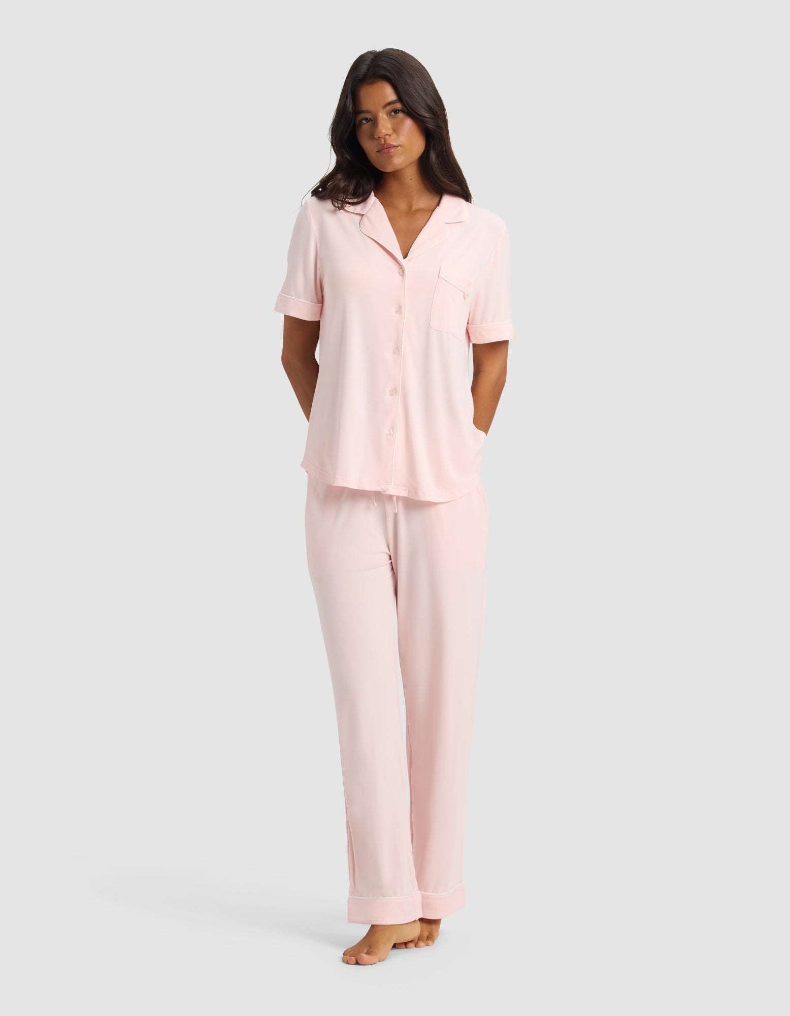 Women's Bamboo Stretch-Knit Short Sleeve & Pant Pajama Set