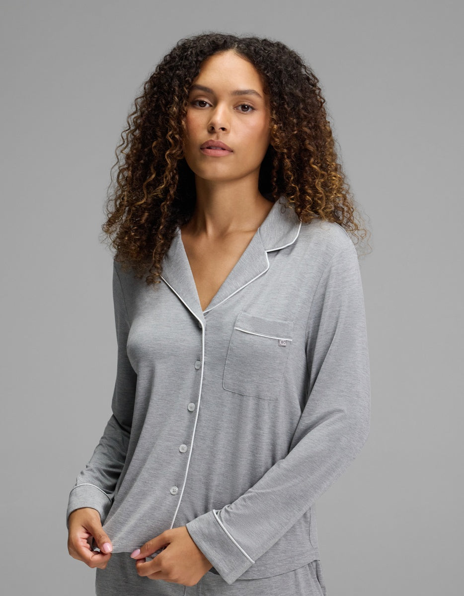 Women's Bamboo Stretch-Knit Long Sleeve Pajama Set - Petite
