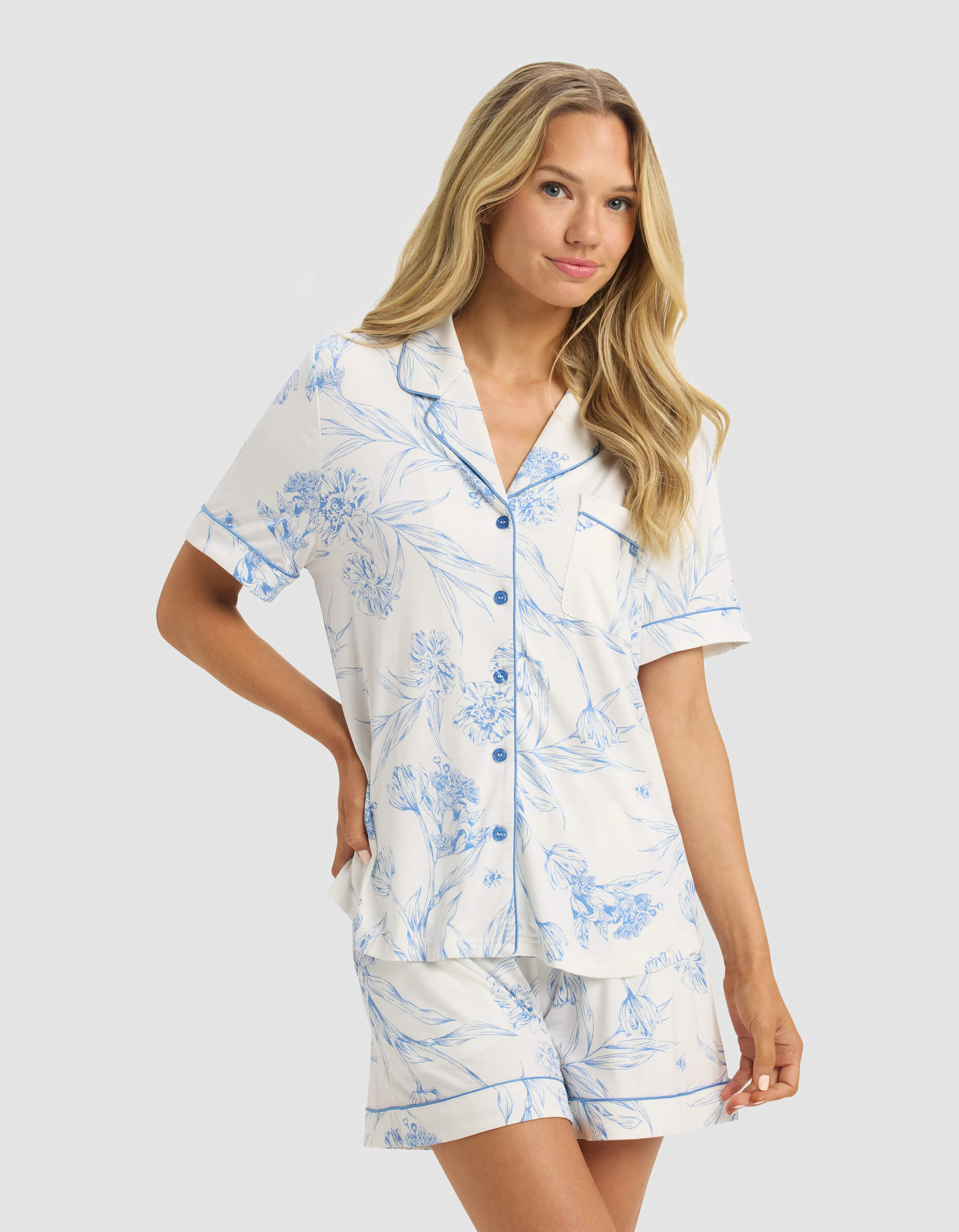 Women's Bamboo Stretch-Knit Short Sleeve Pajama Set