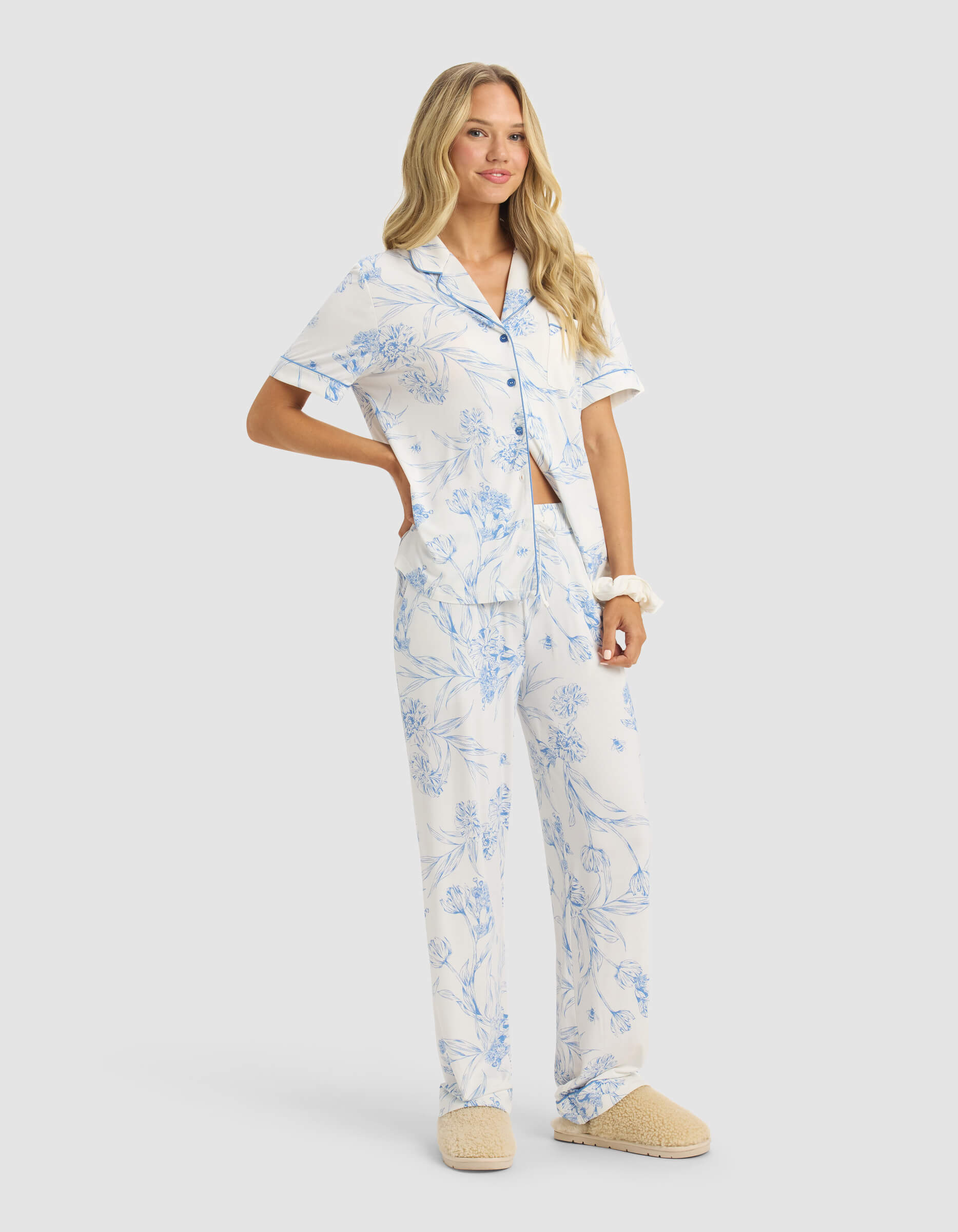 Women's Bamboo Stretch-Knit Short Sleeve & Pant Pajama Set