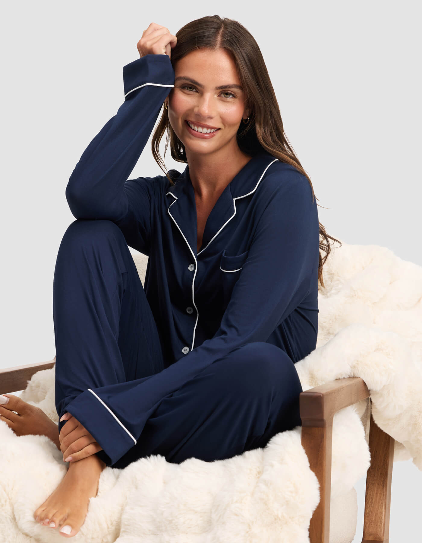 Women's Bamboo Stretch-Knit Long Sleeve Pajama Set