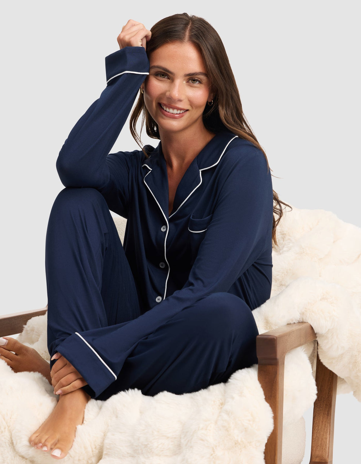 Women's Bamboo Stretch-Knit Long Sleeve Pajama Set - Petite