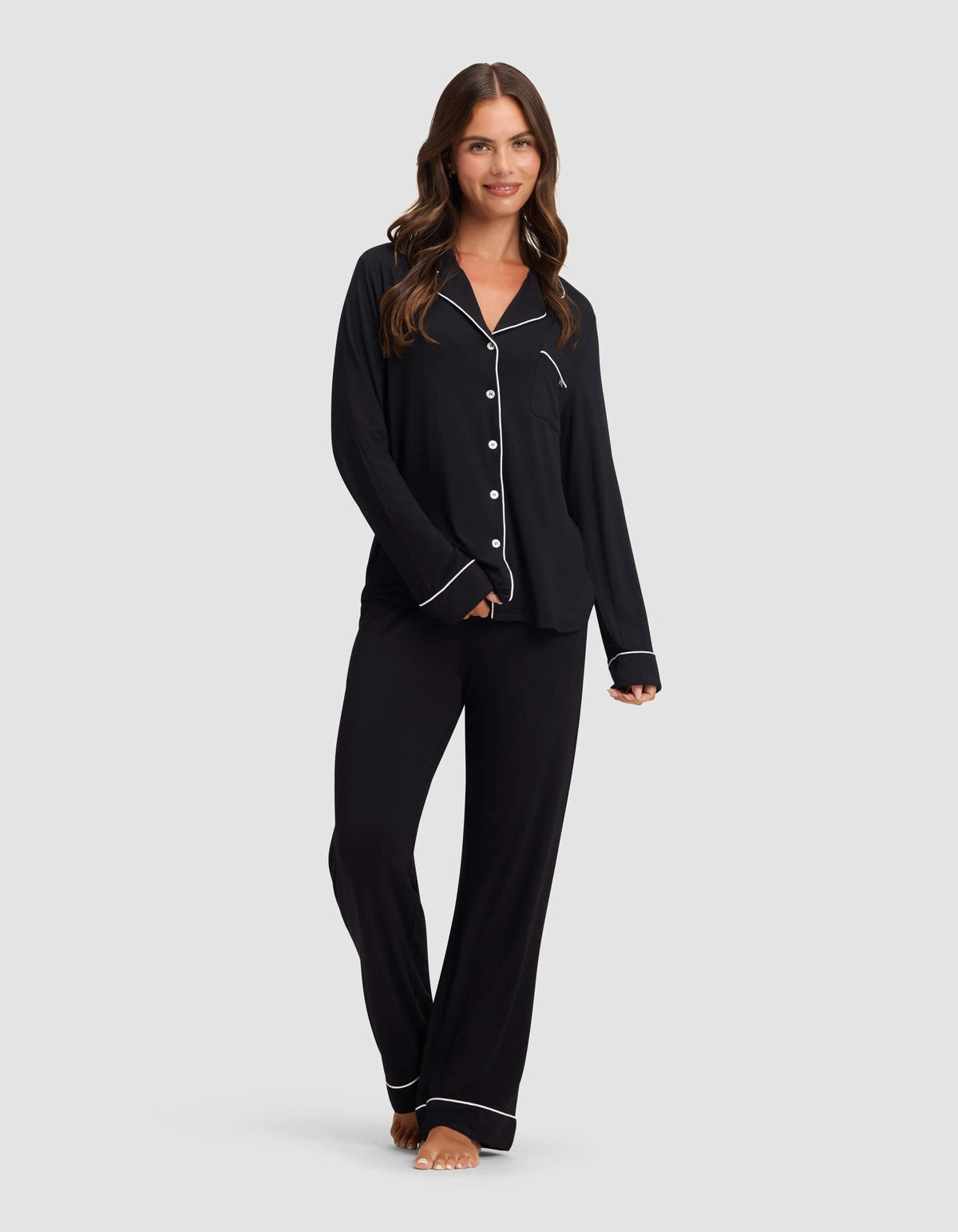 Women's Bamboo Stretch-Knit Long Sleeve Pajama Set - Petite