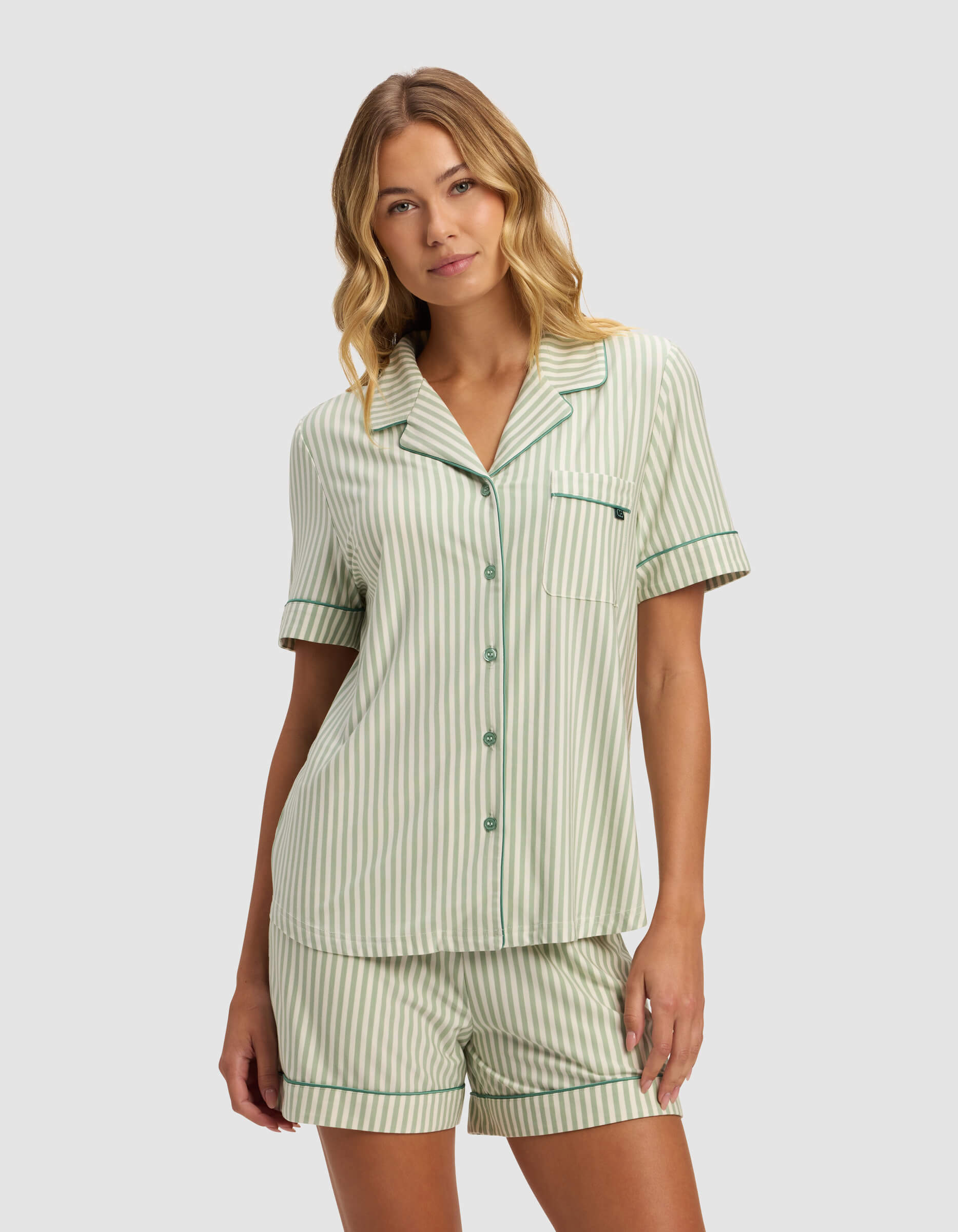 Women's Bamboo Stretch-Knit Short Sleeve Pajama Set