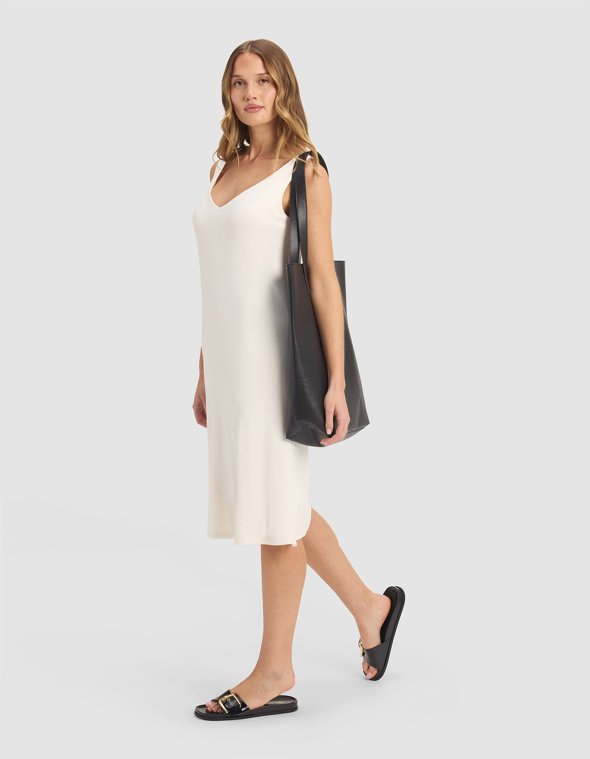 Women’s Bamboo Rib-Knit V-Neck Tank Lounge Dress