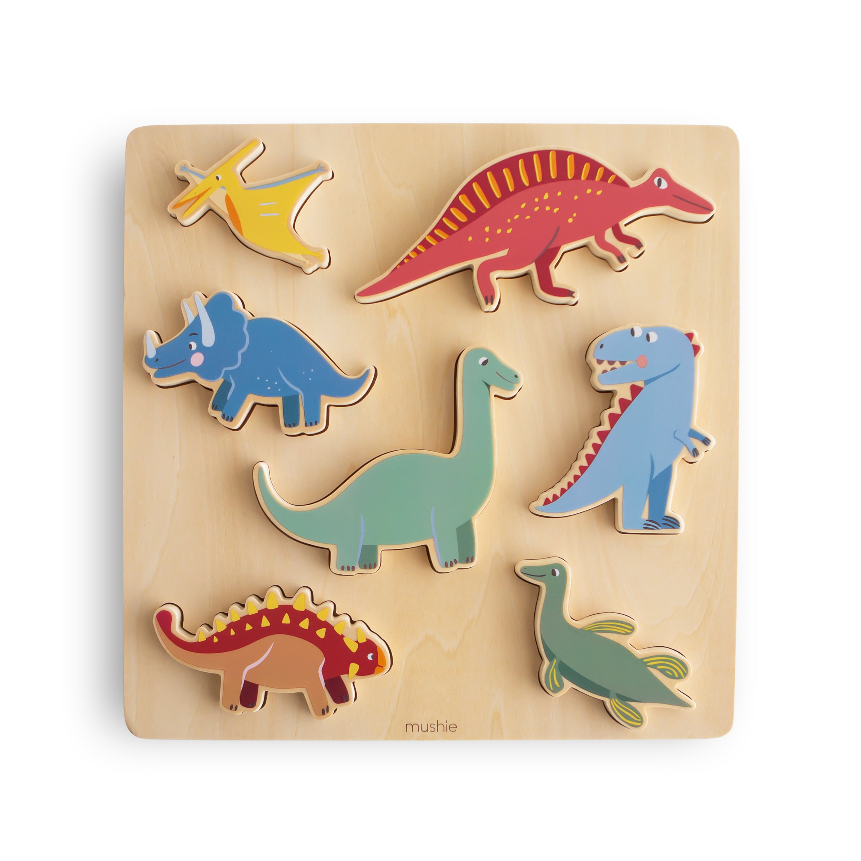 Wooden Dino Puzzle Wooden Puzzle Mushie   