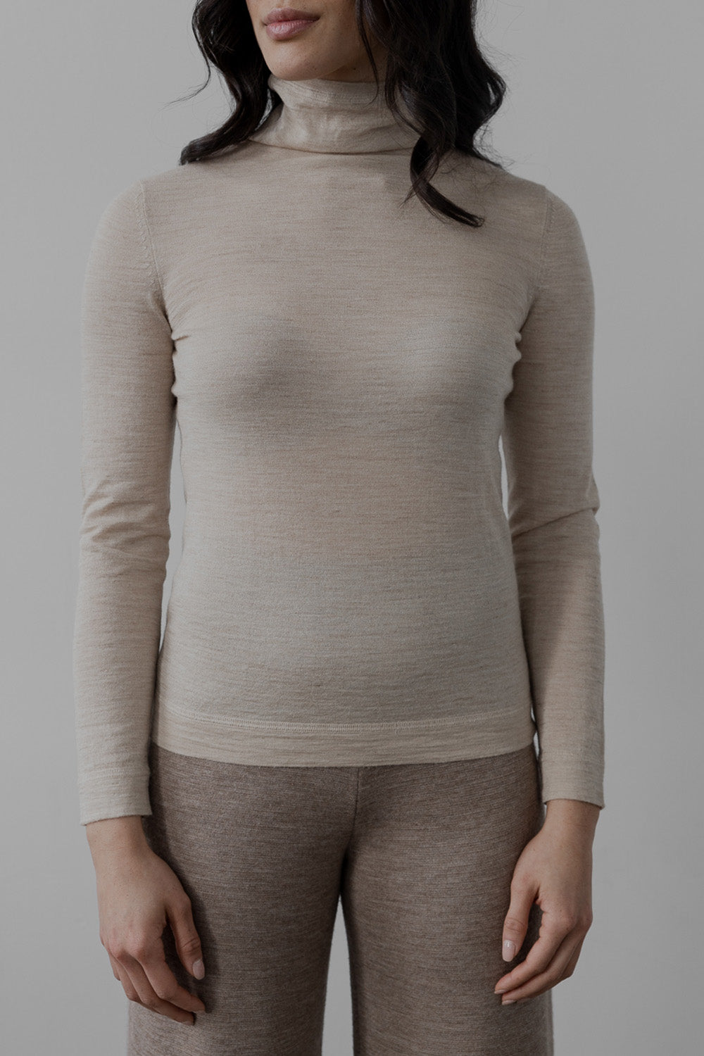 T Neck Pullover - Fawn