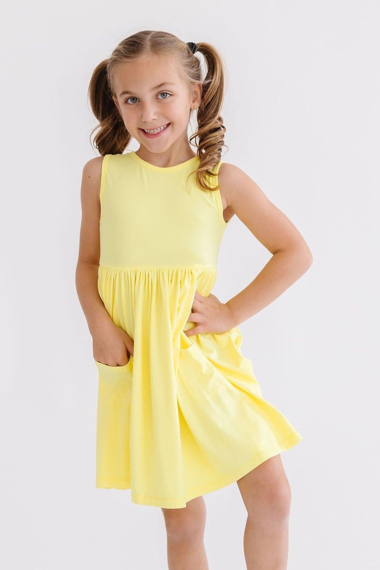 Yellow Tank Pocket Twirl Dress