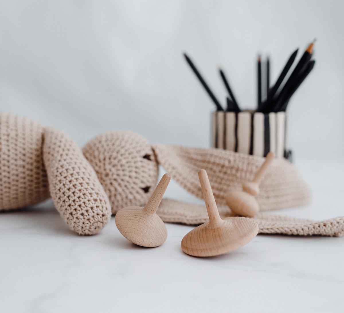 Wooden Spinning Top Three Little Woodies - Wood