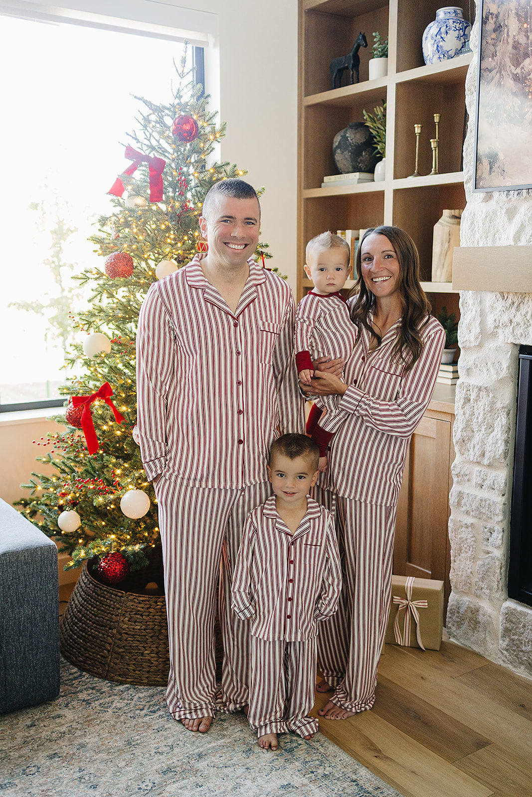 Red Stripe Collared Bamboo Set