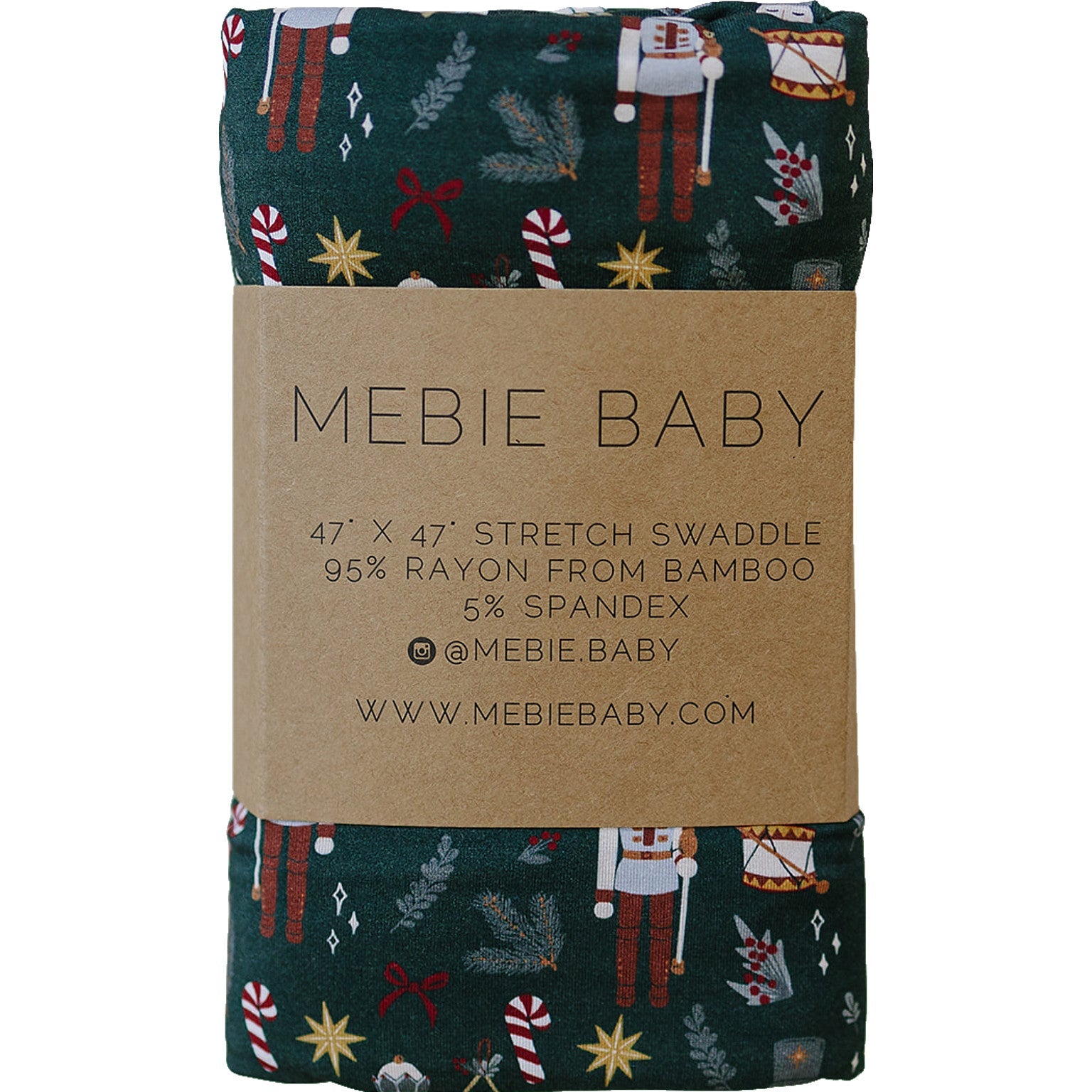 Green Nutcracker Stretch Swaddle  Mebie Baby   