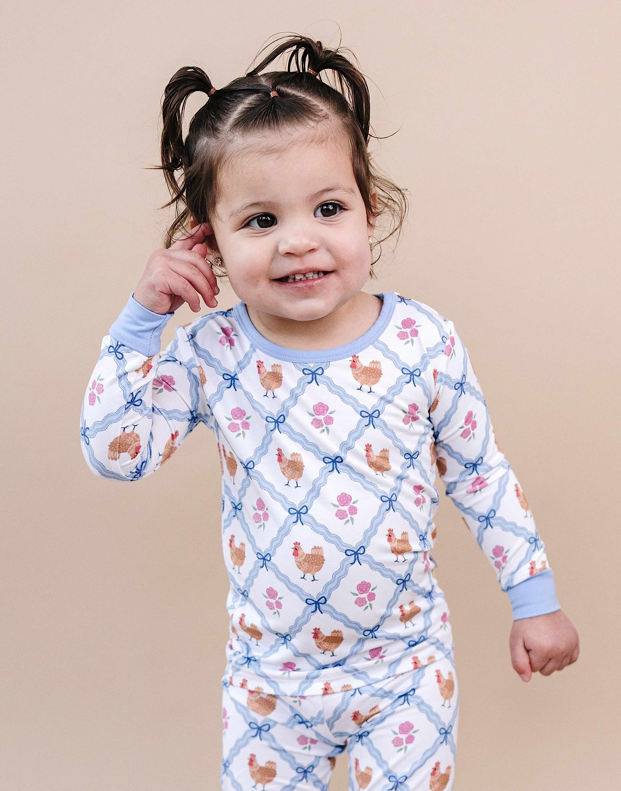Bamboo Two Piece Set | Chickens & Flowers