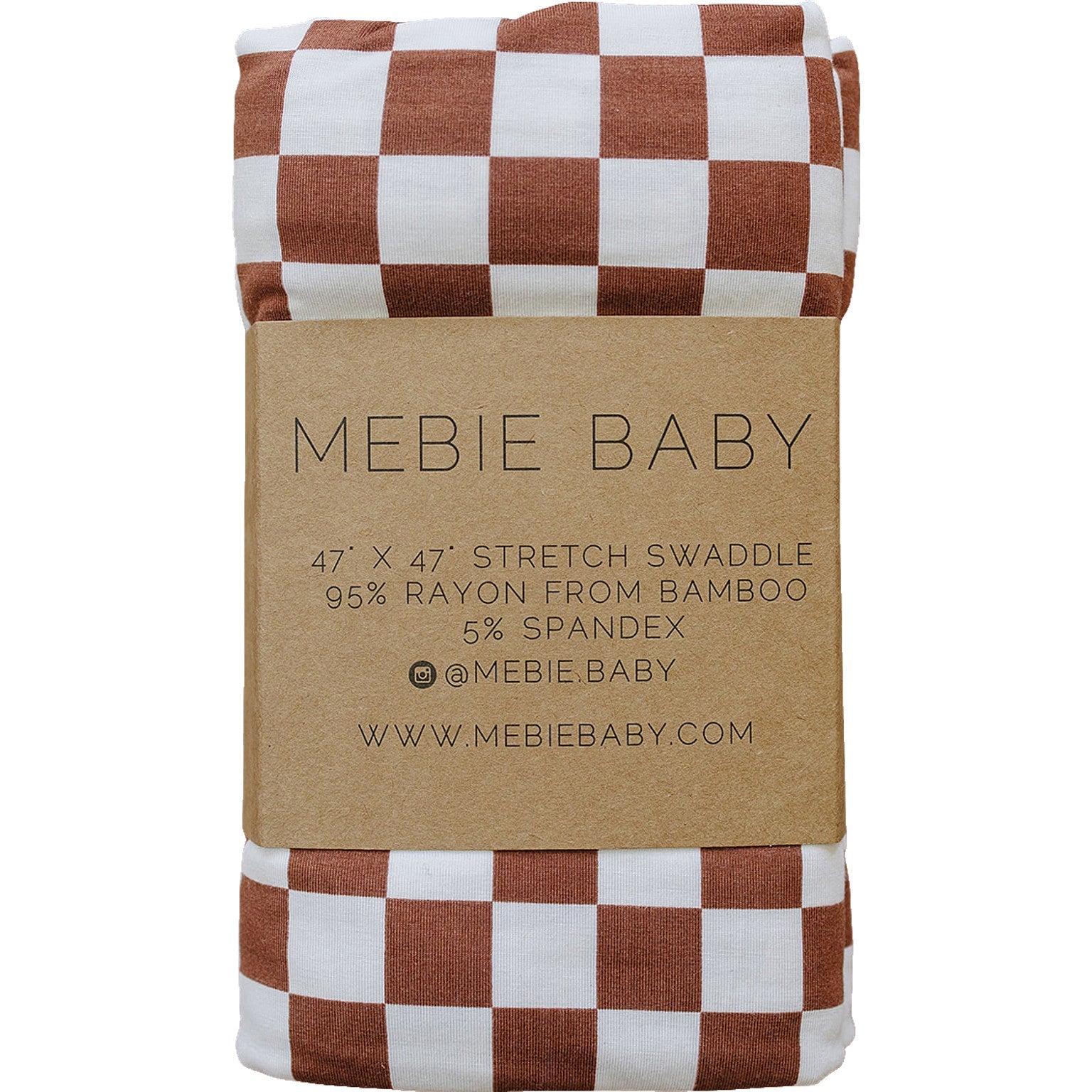 Rust Checkered Bamboo Stretch Swaddle  Mebie Baby   