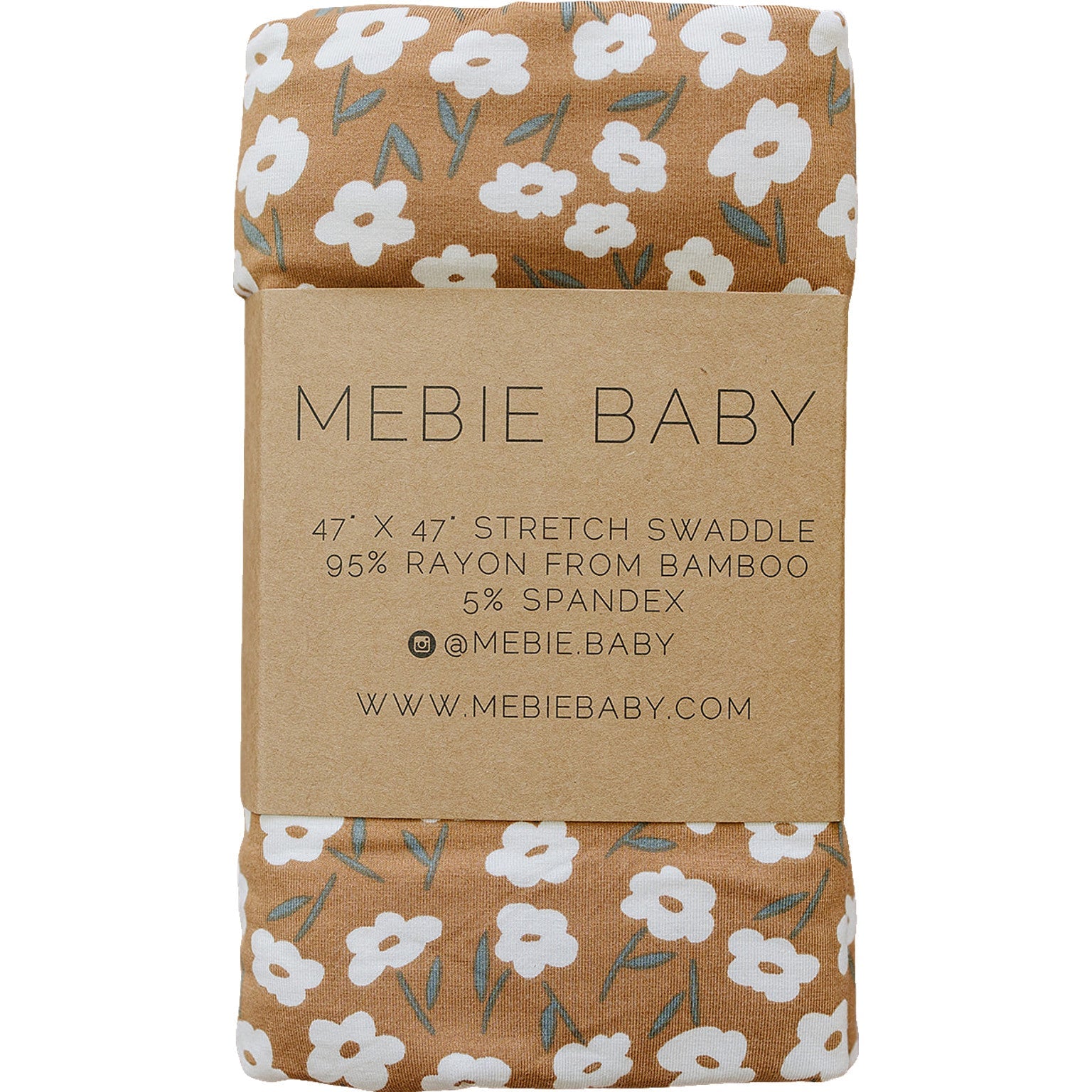 Mustard Floral Bamboo Stretch Swaddle  Mebie Baby   