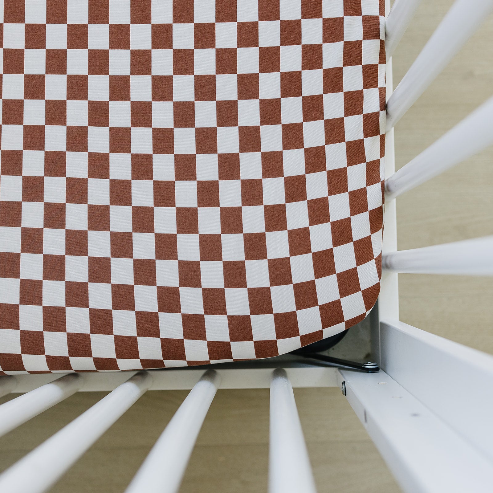 Rust Checkered Bamboo Stretch Crib Sheet  Mebie Baby   