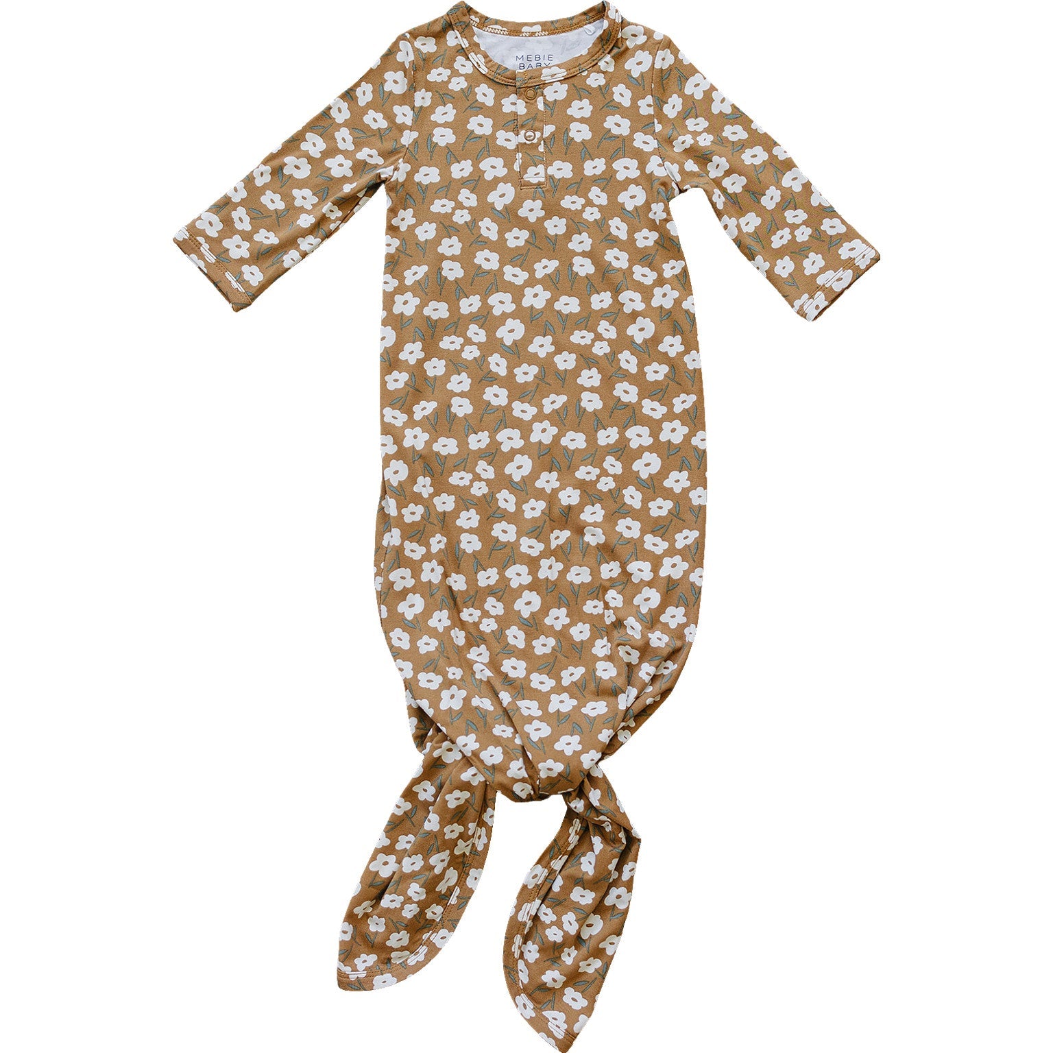 Mustard Floral Bamboo Knot Gown  Mebie Baby   