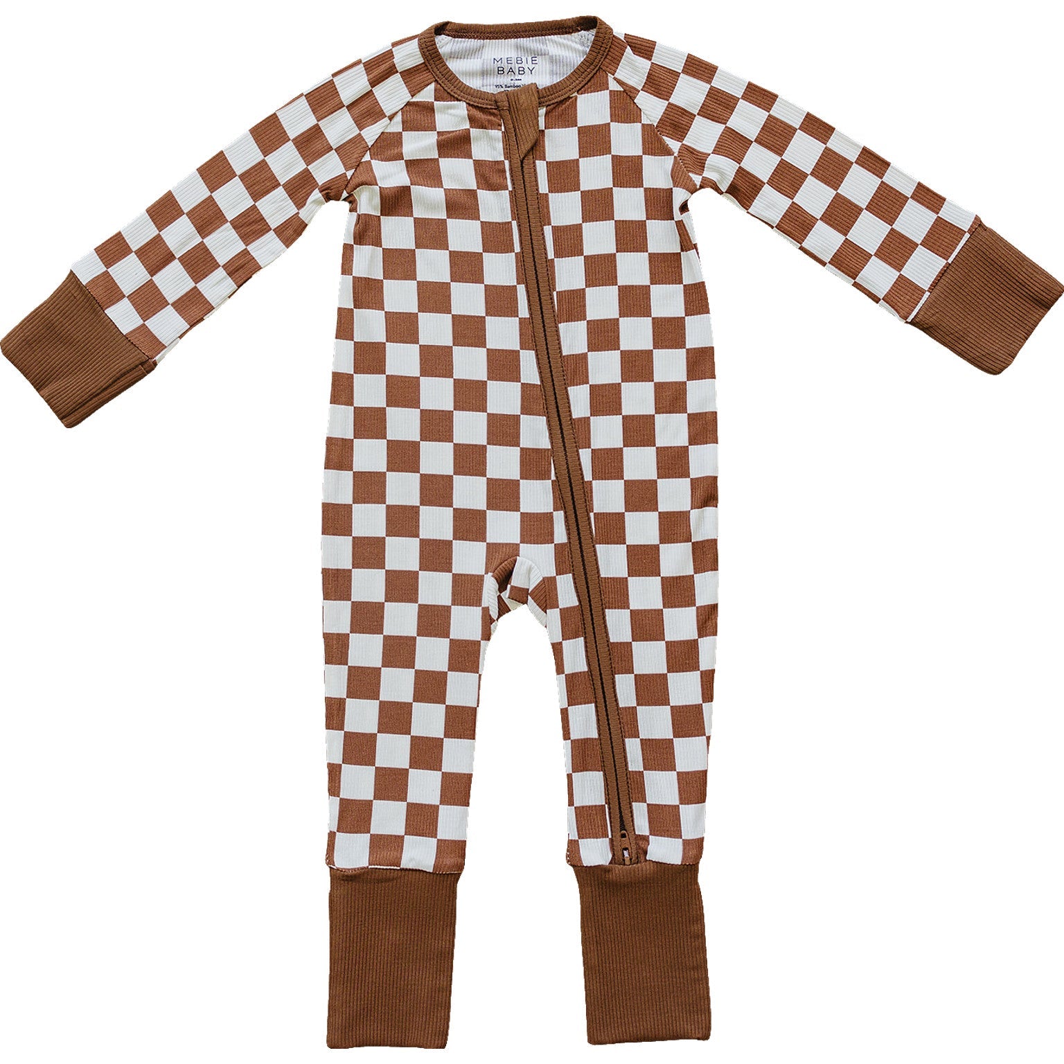 Rust Checkered Ribbed Bamboo Zipper  Mebie Baby   