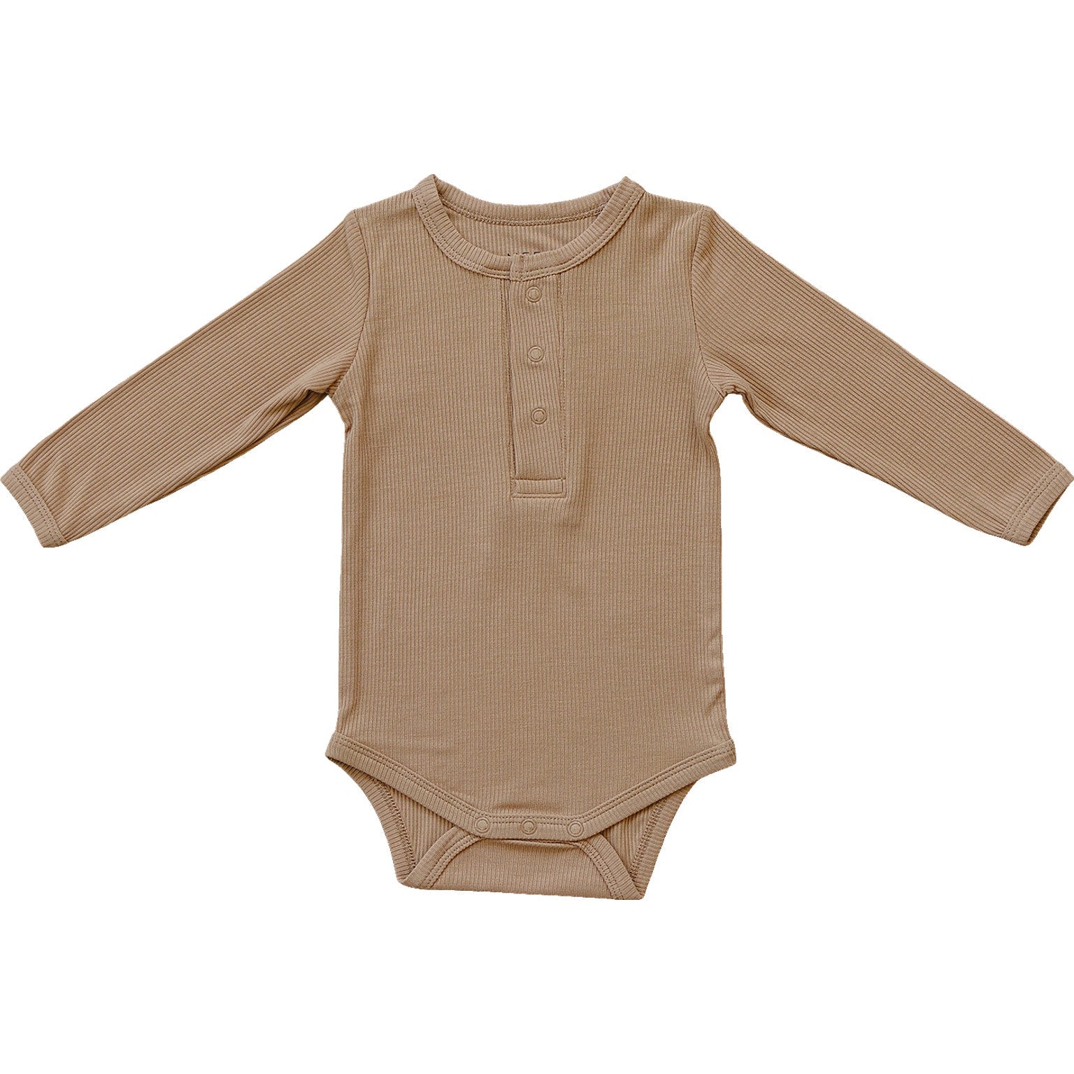 Latte Bamboo Snap Long Sleeve Ribbed Bodysuit  Mebie Baby   