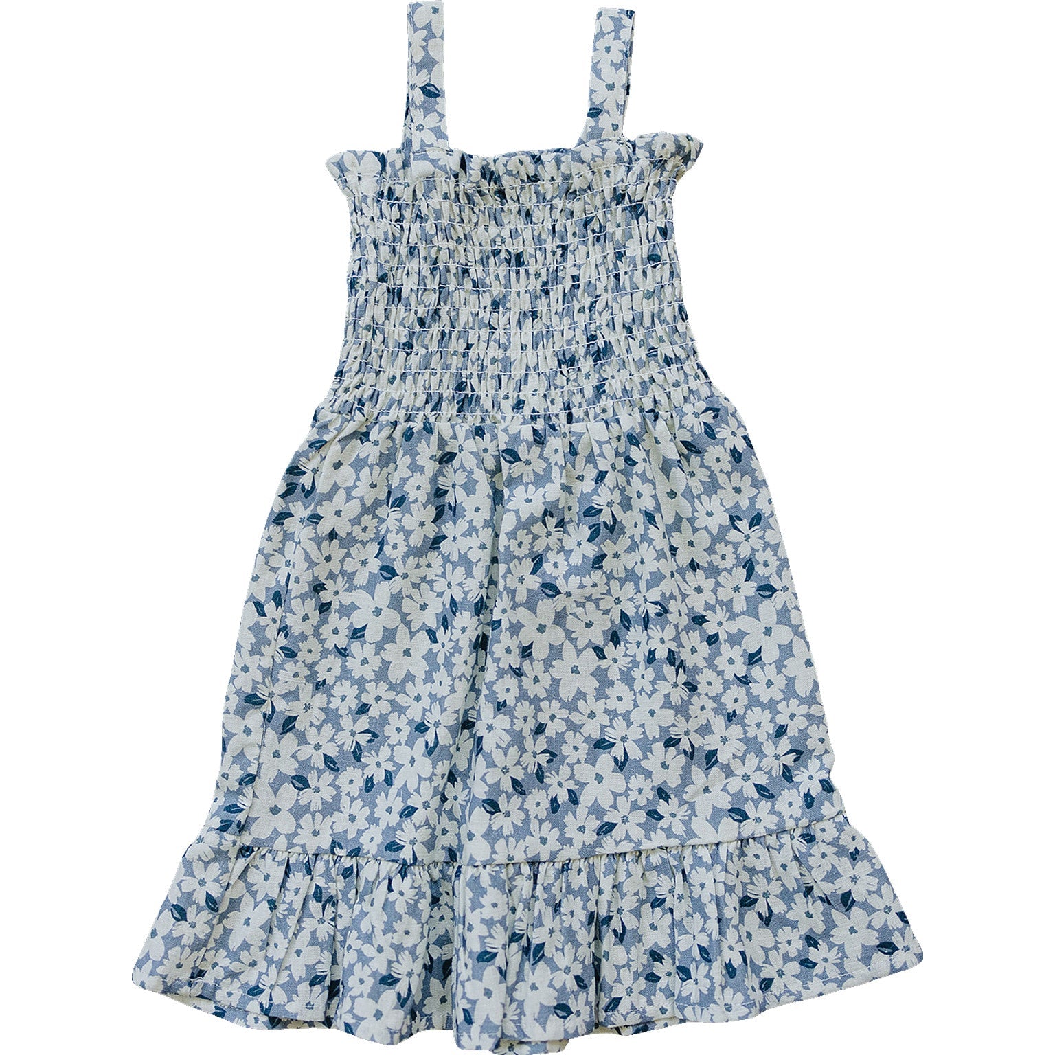 Blue Floral Linen Dress  Mebie Baby   