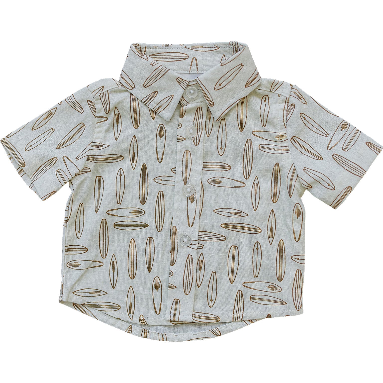 Surfboard Linen Button Up Shirt  Mebie Baby   