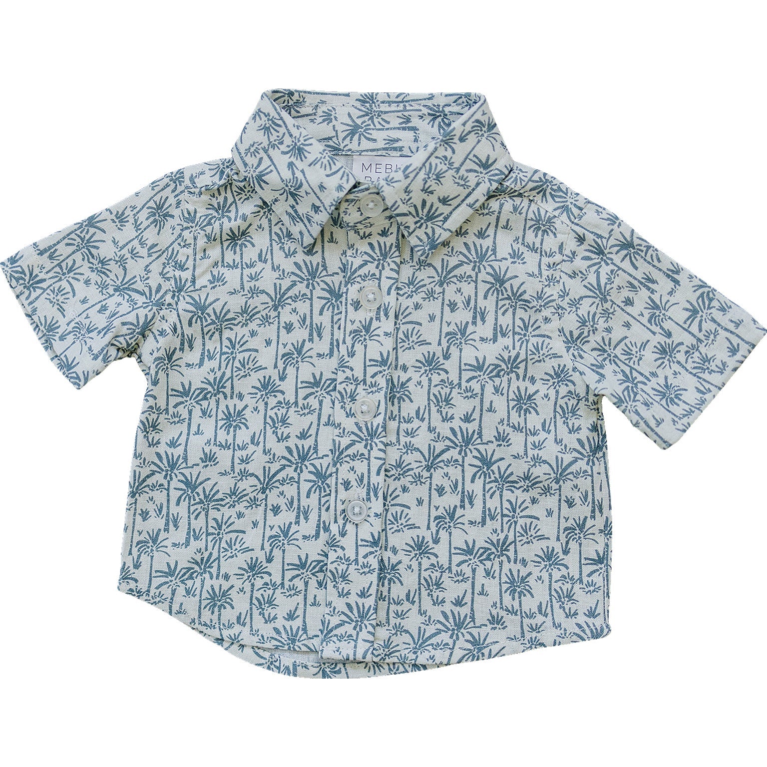 Palm Tree Linen Button Up Shirt  Mebie Baby   