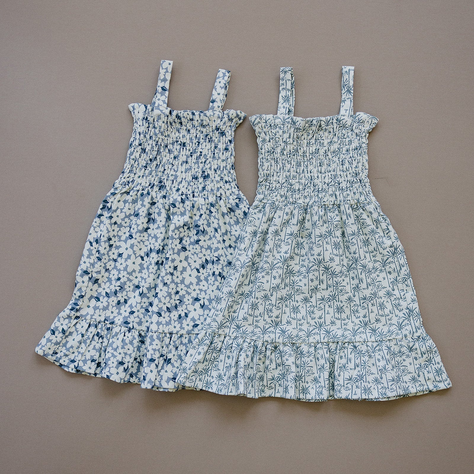 Blue Floral Linen Dress  Mebie Baby   