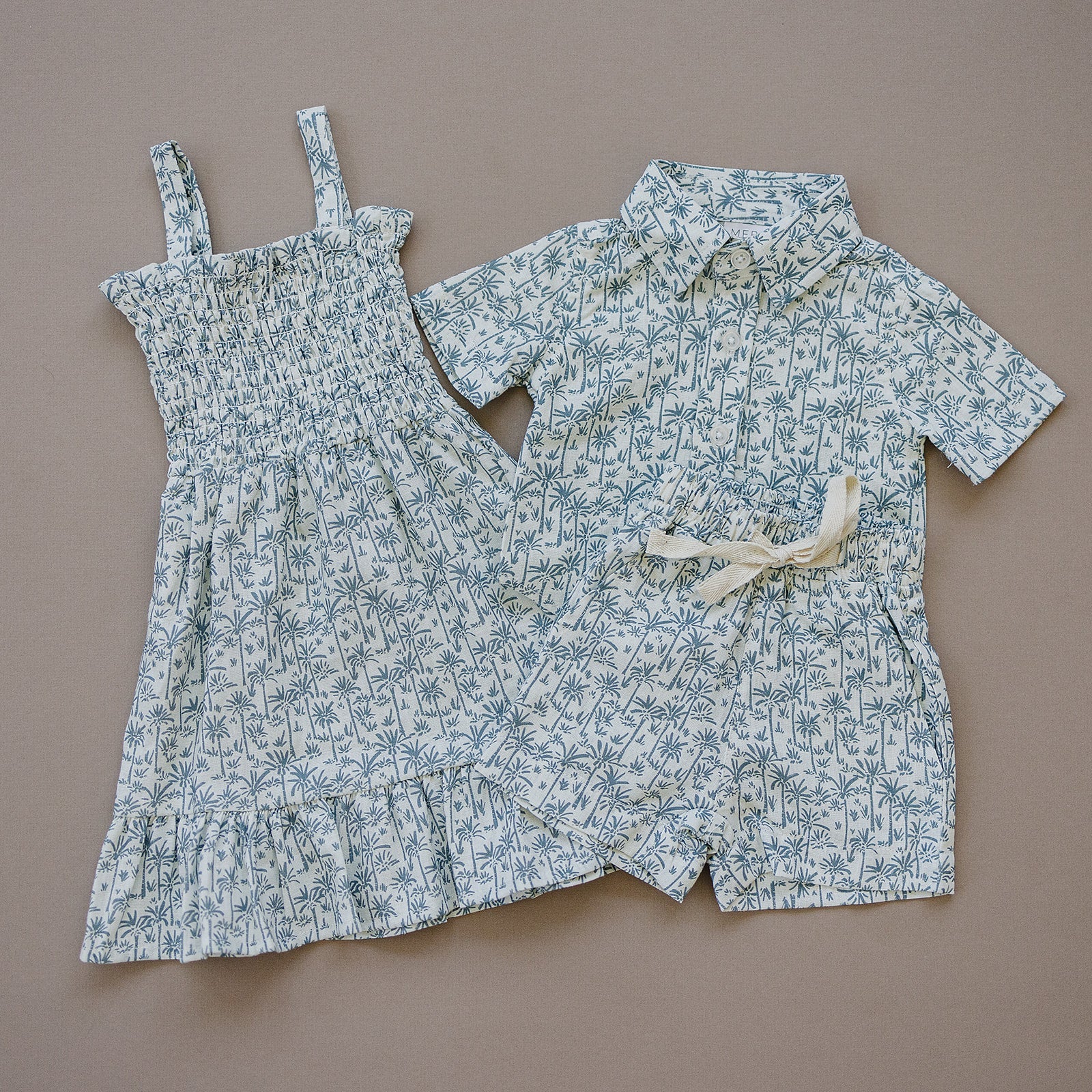 Palm Tree Linen Dress  Mebie Baby   