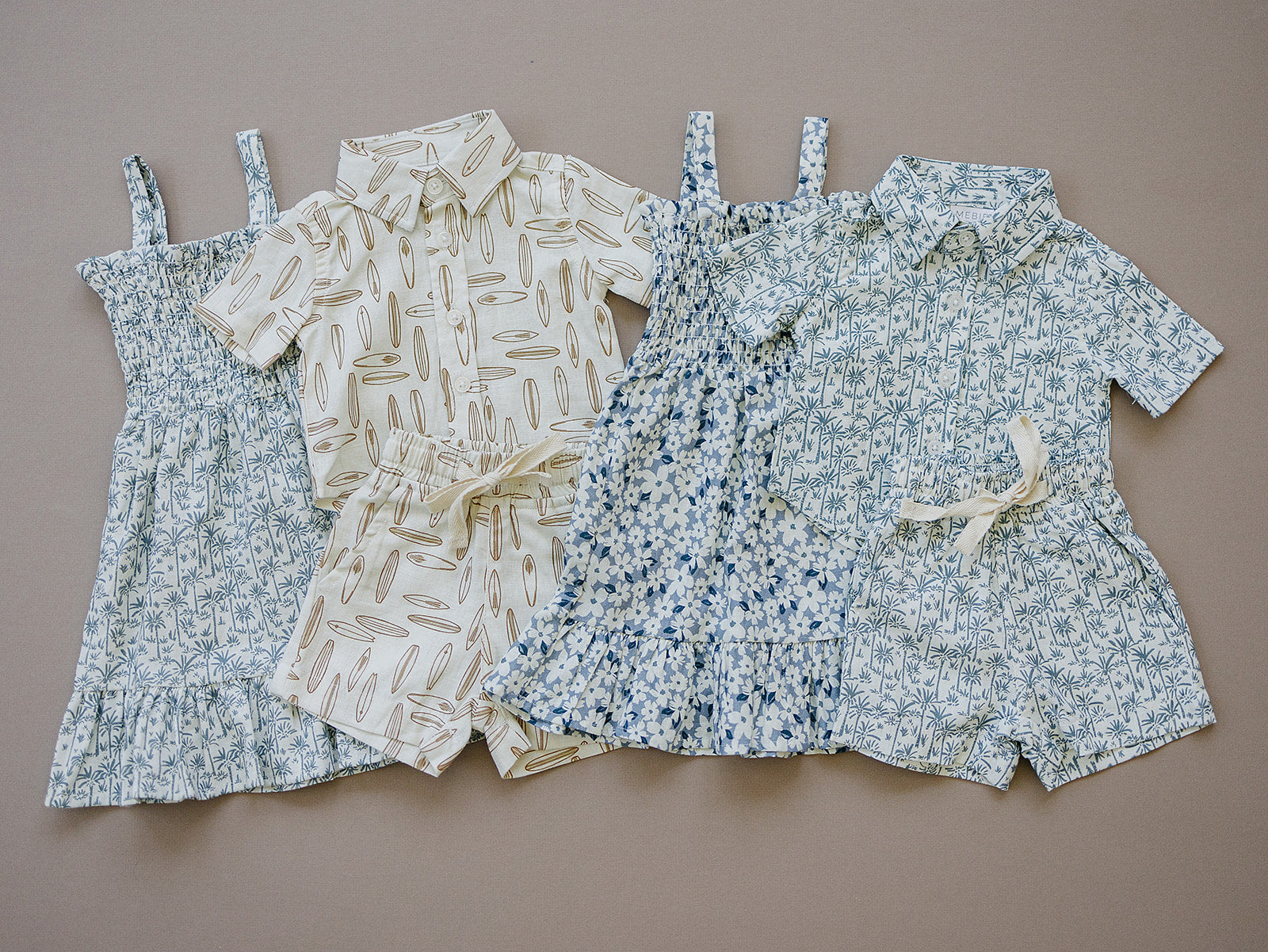 Blue Floral Linen Dress  Mebie Baby   