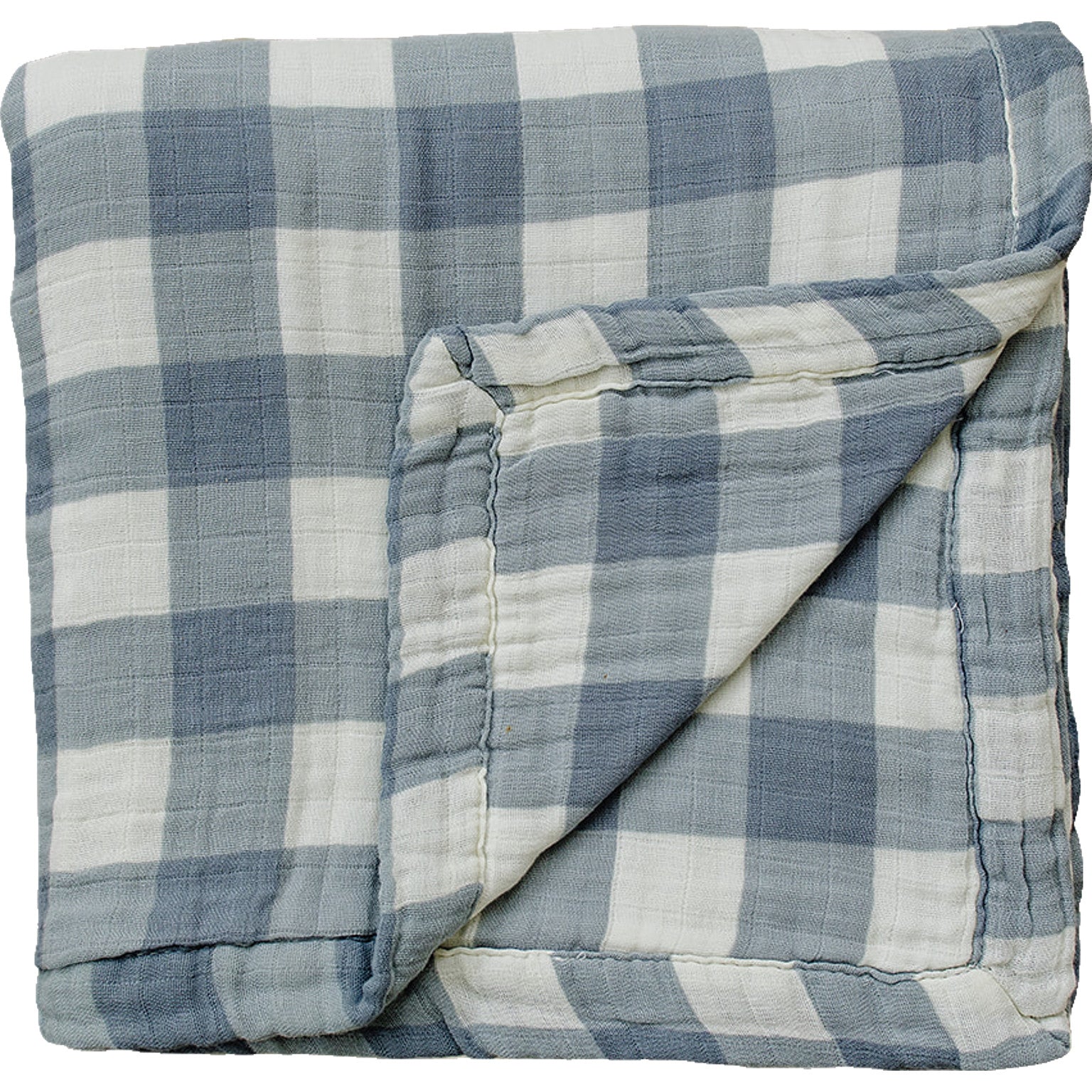 Dusty Blue Gingham Muslin Quilt