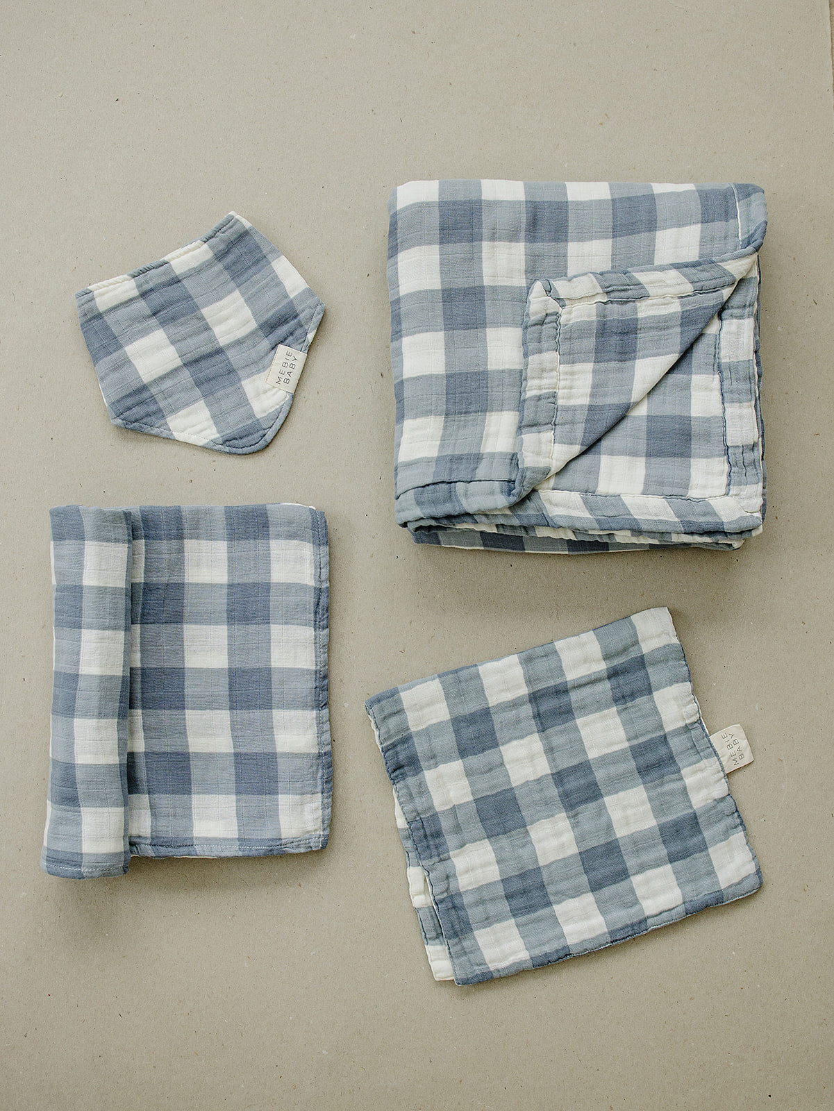 Dusty Blue Gingham Muslin Quilt