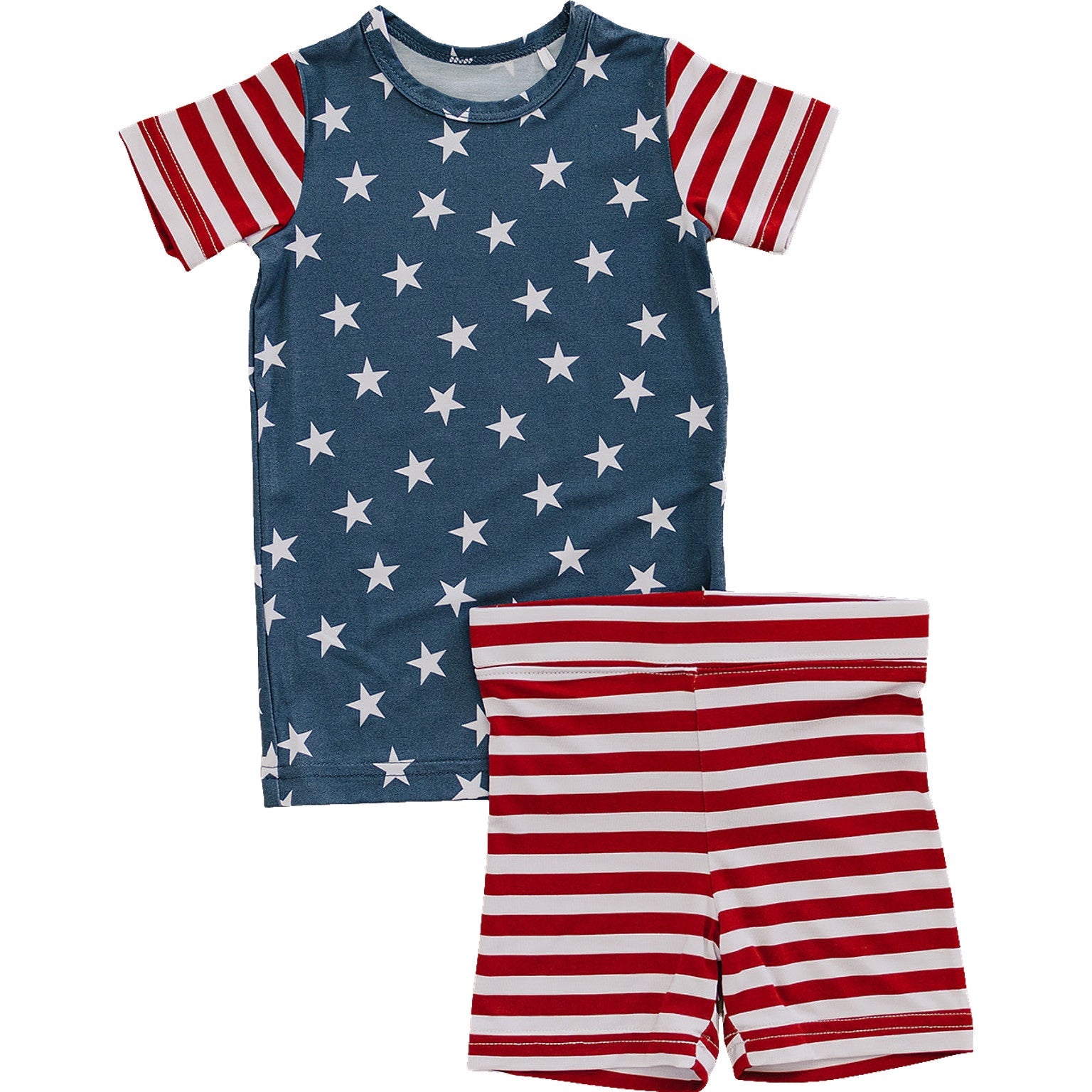 Stars + Stripes Bamboo Cozy Short Set  Mebie Baby   