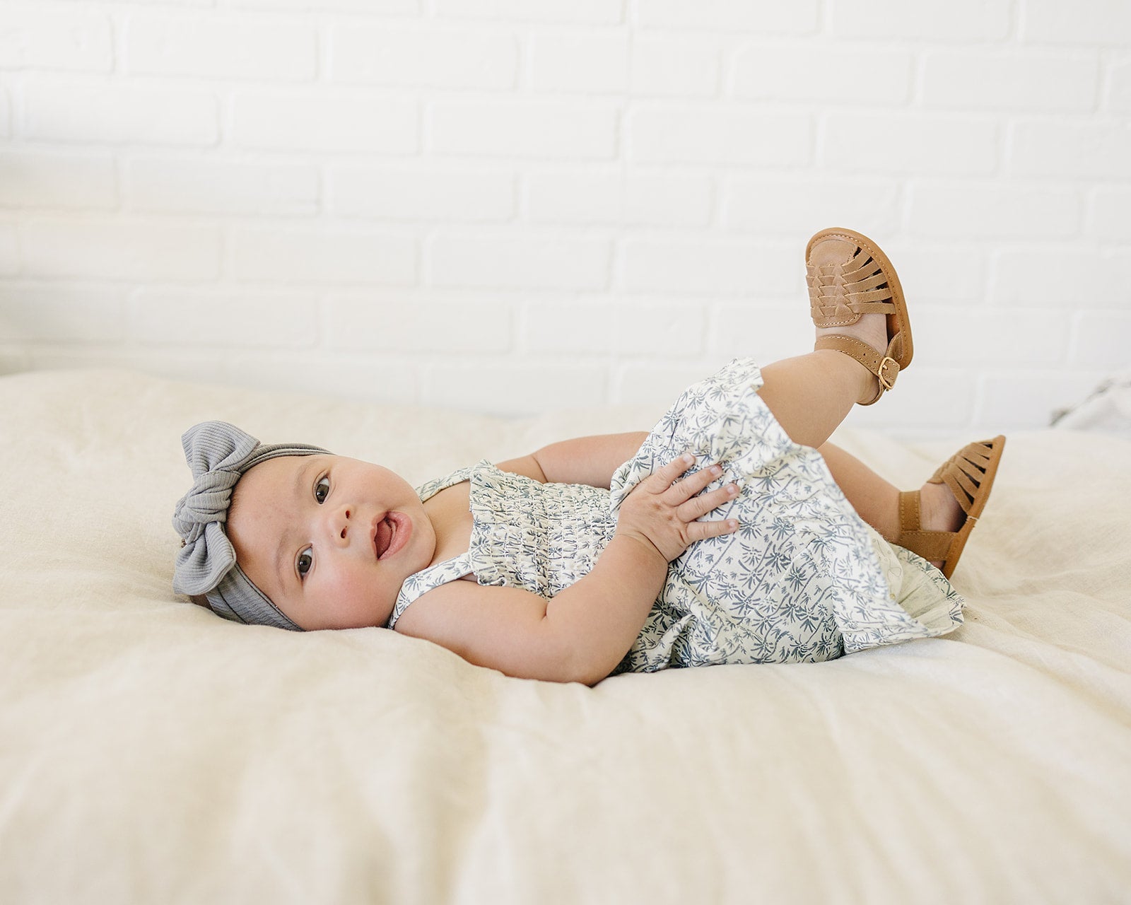 Palm Tree Linen Dress  Mebie Baby   