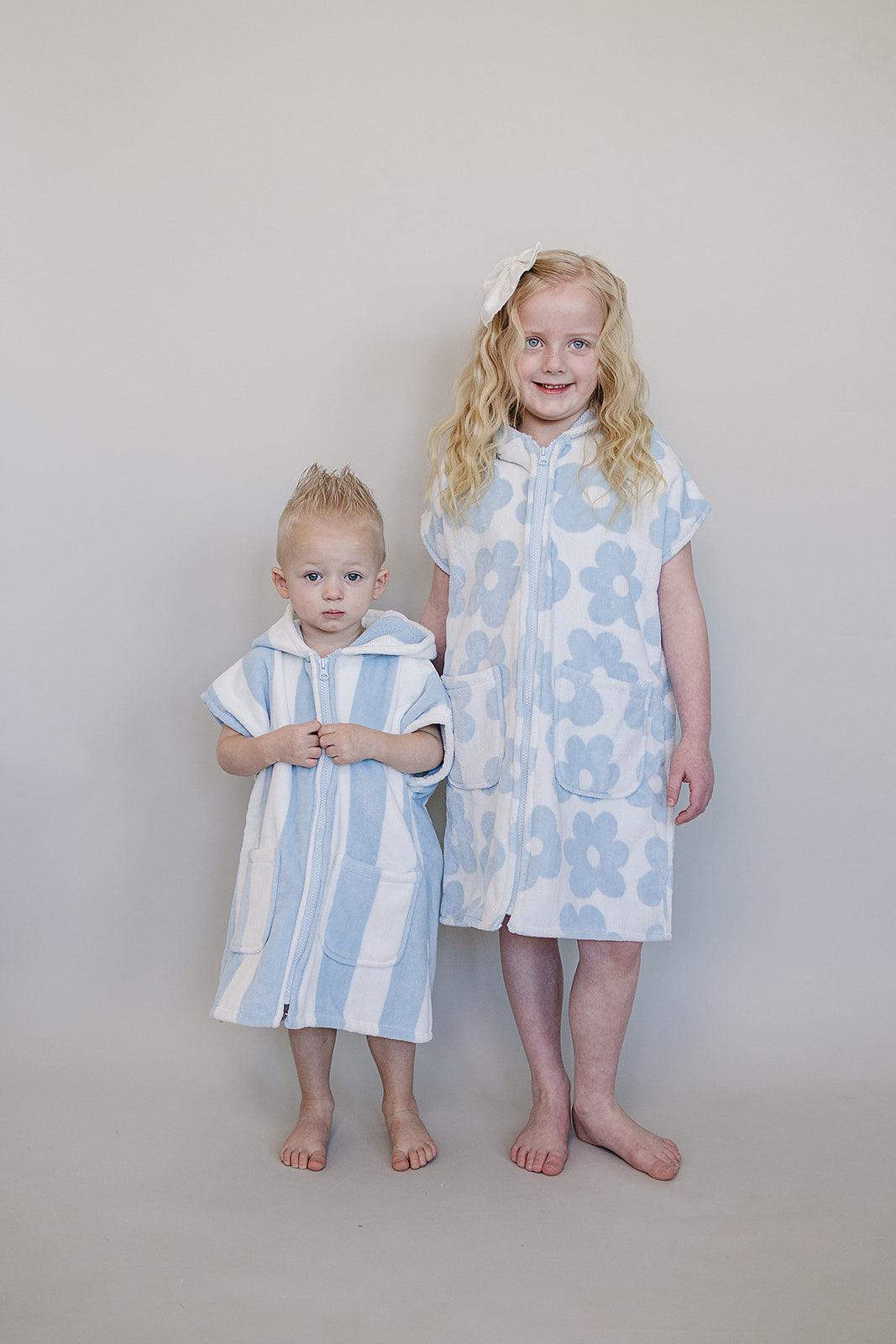 Coastal Floral Zip-Up Organic Cotton Beach Poncho