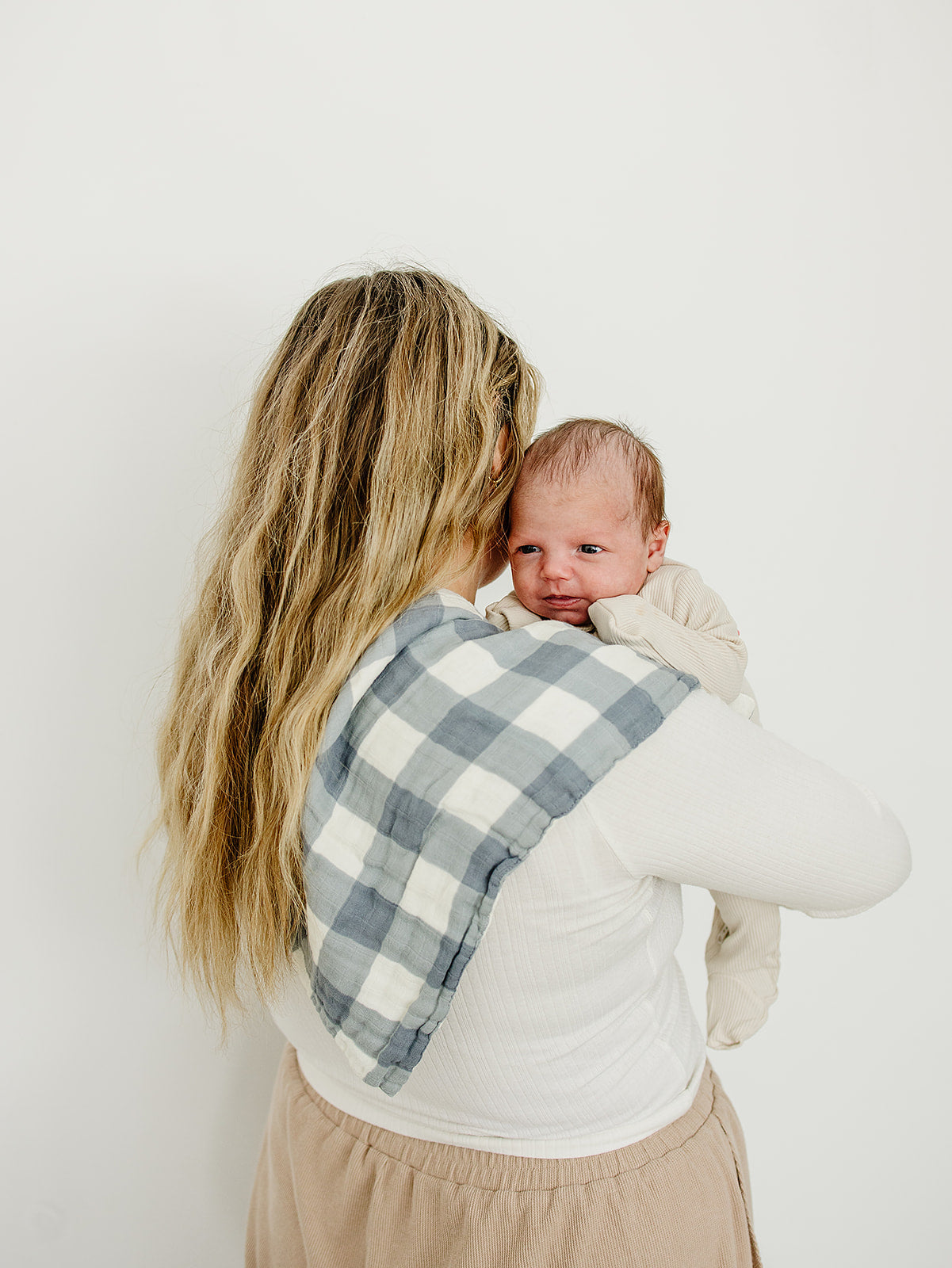 Dusty Blue Gingham Muslin Burp Cloth