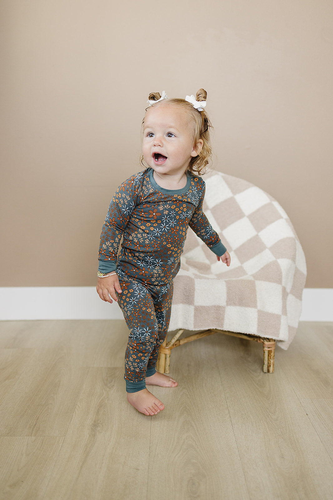 Navy Floral Bamboo Cozy Set  Mebie Baby   