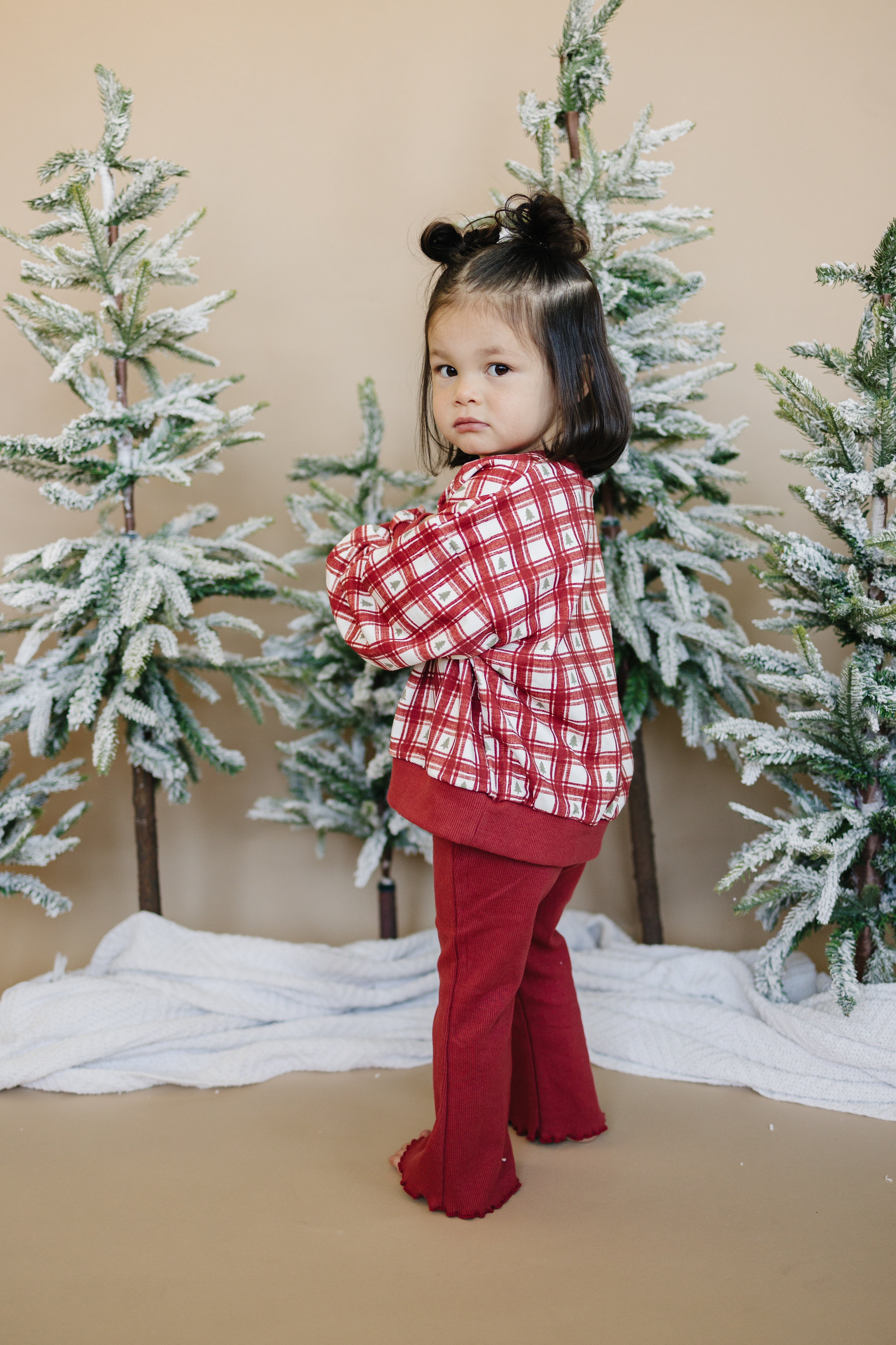 Ribbed Cotton Flared Leggings - Red Valentine's Coordinating